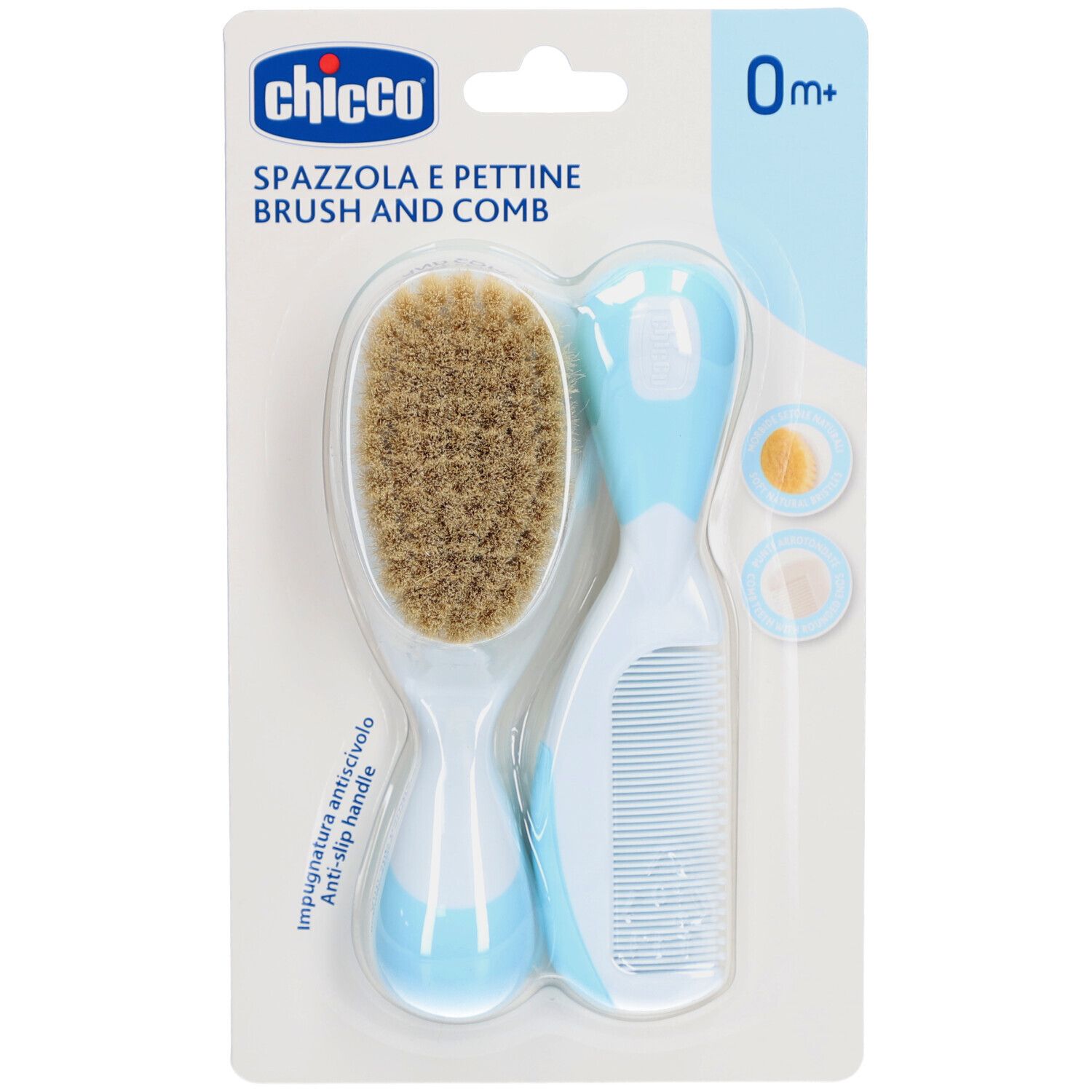 CHICCO Brosse et Peigne Bleu Clair 0m +