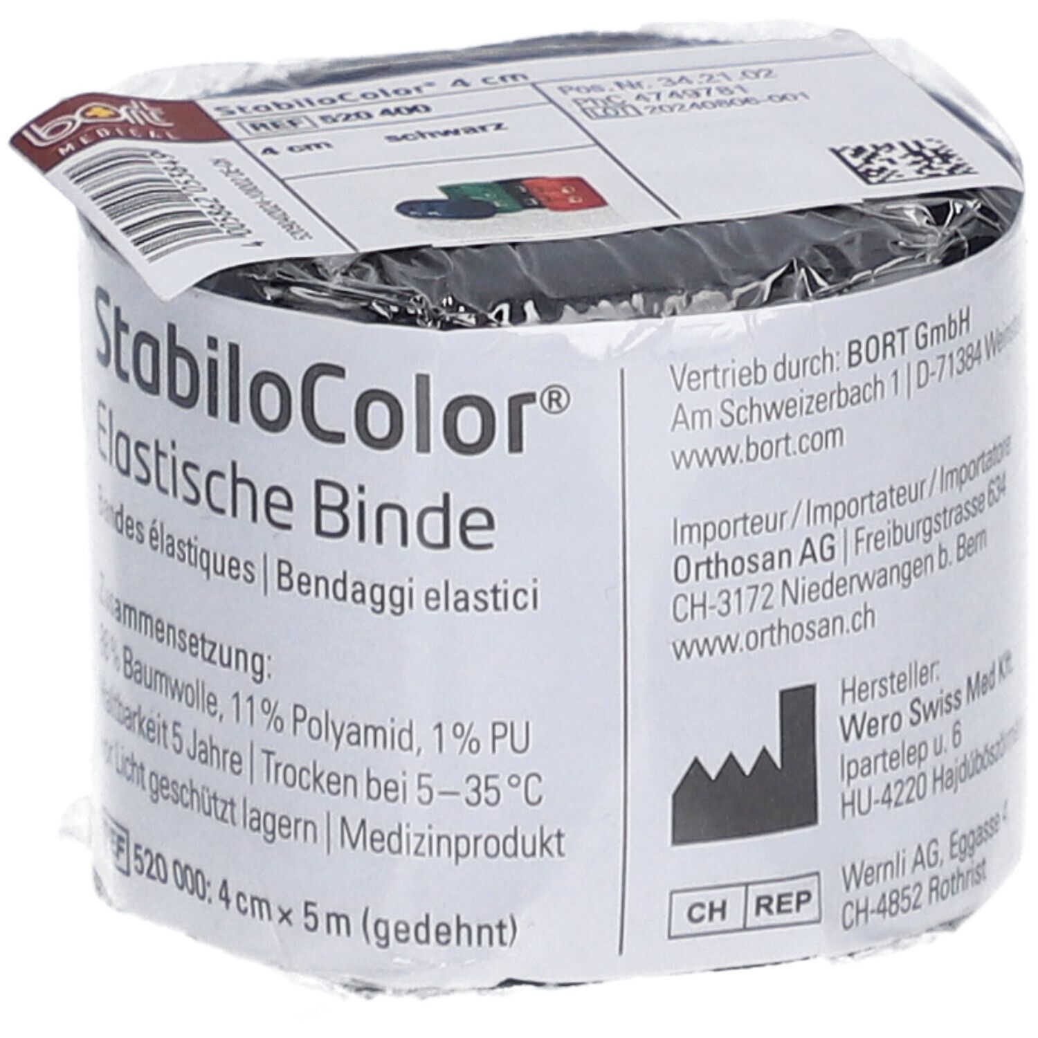 BORT StabiloColor® Bandage 4 cm zwart