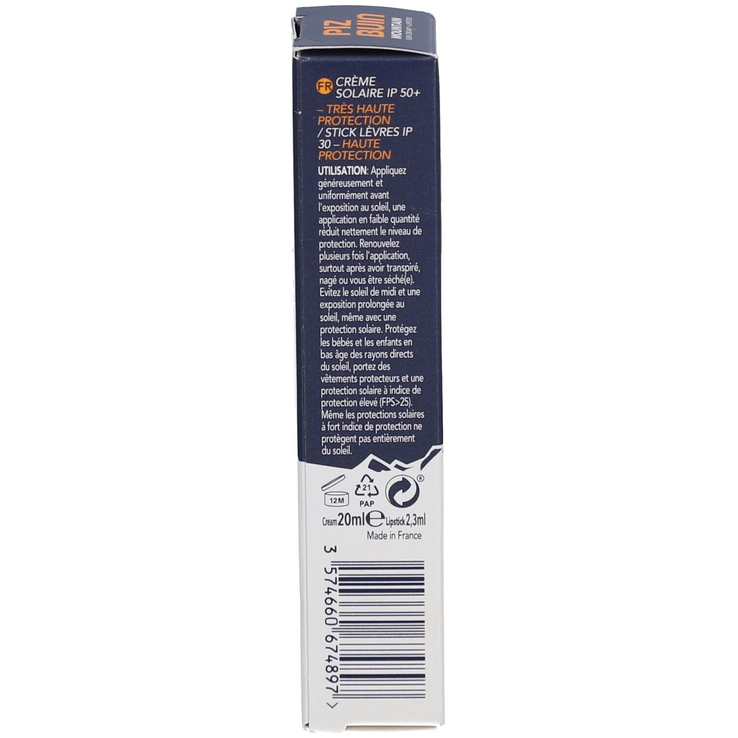 Achterkant van de productverpakking. Bevat informatie over ingrediënten en gebruik.