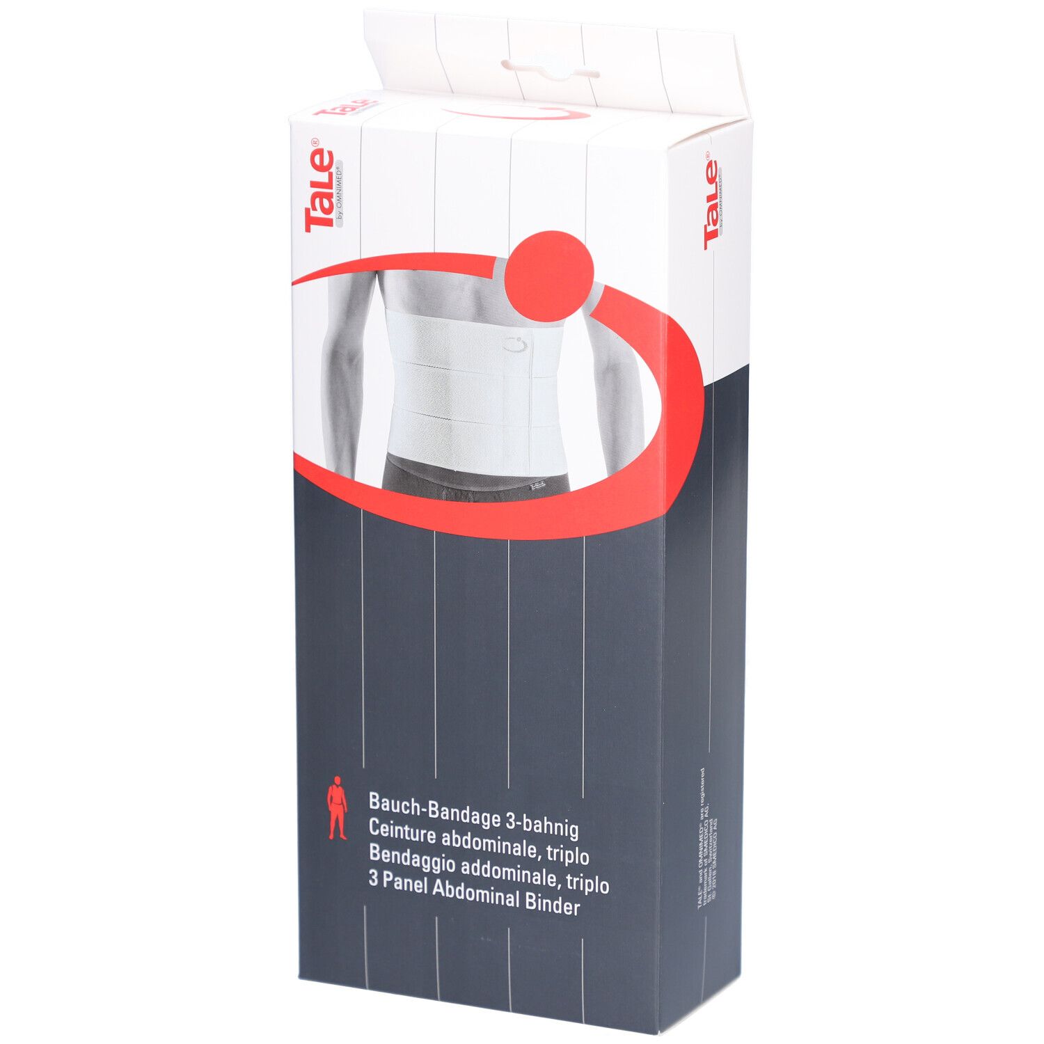 Verpakking van de buikband. Opdruk: Tale, Bauch-Bandage 3-bahning, afbeelding van het product.