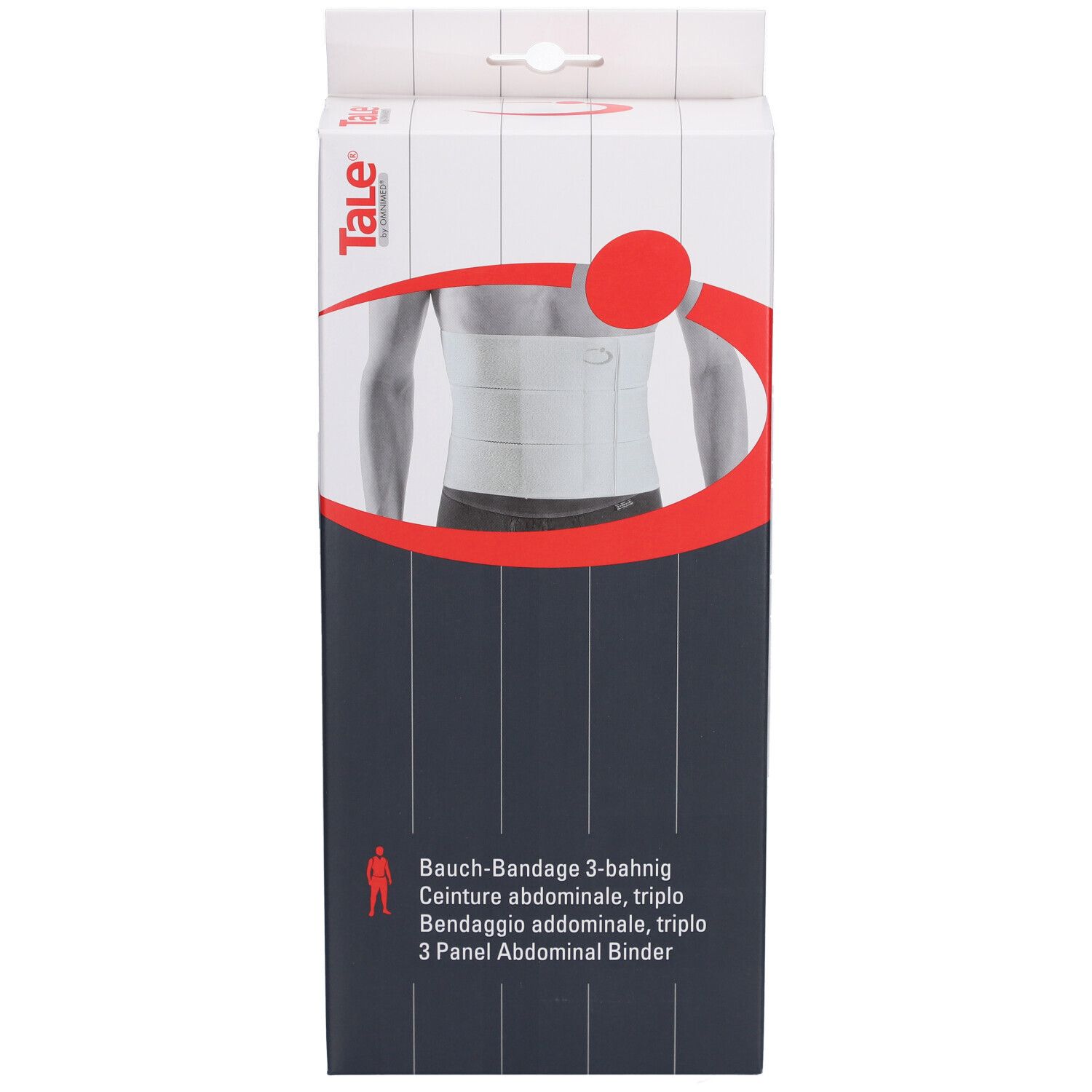 Verpakking van de buikband. Opdruk: Tale, Bauch-Bandage 3-bahning, afbeelding van het product.