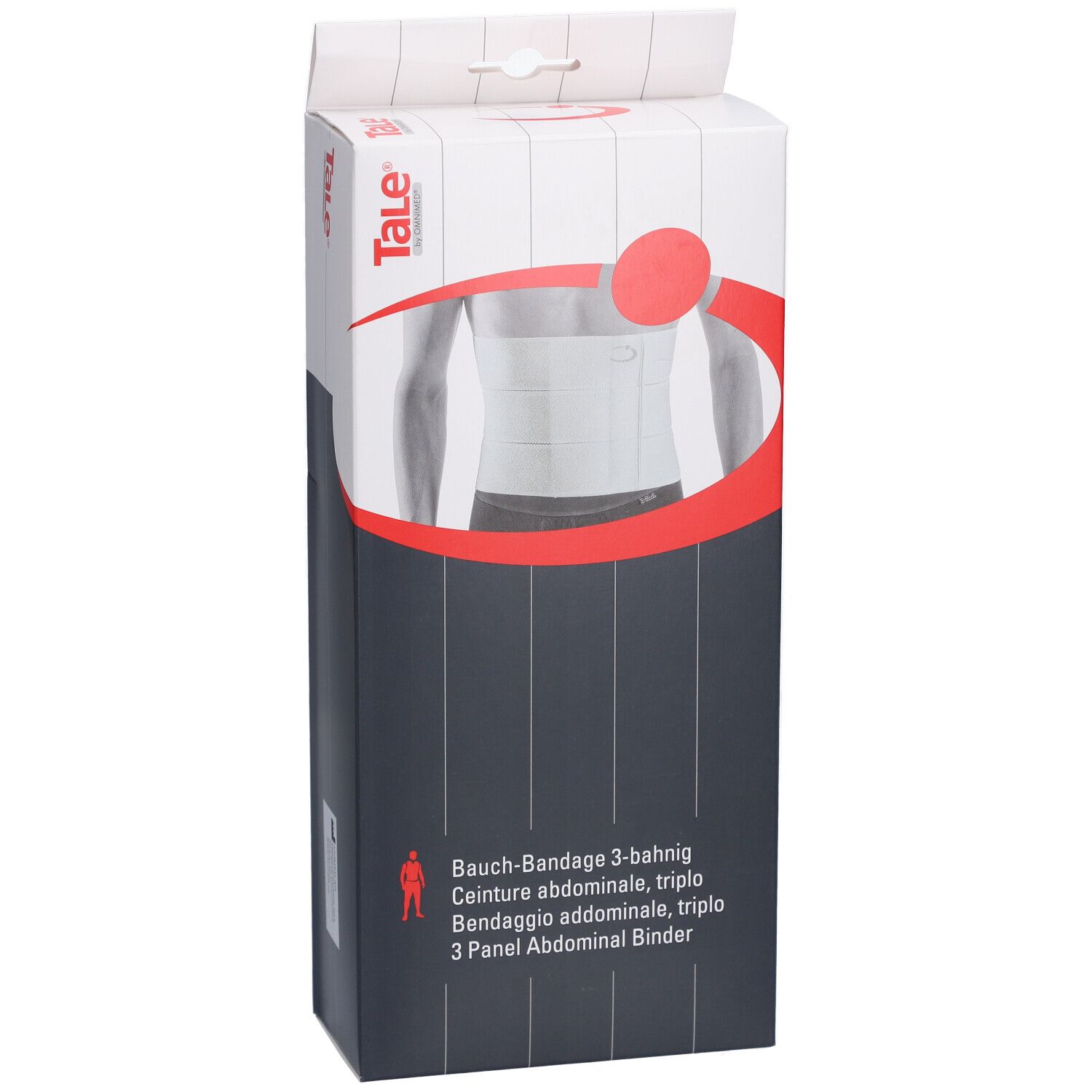 Verpakking van de buikband. Opdruk: Tale, Bauch-Bandage 3-bahning, afbeelding van het product.