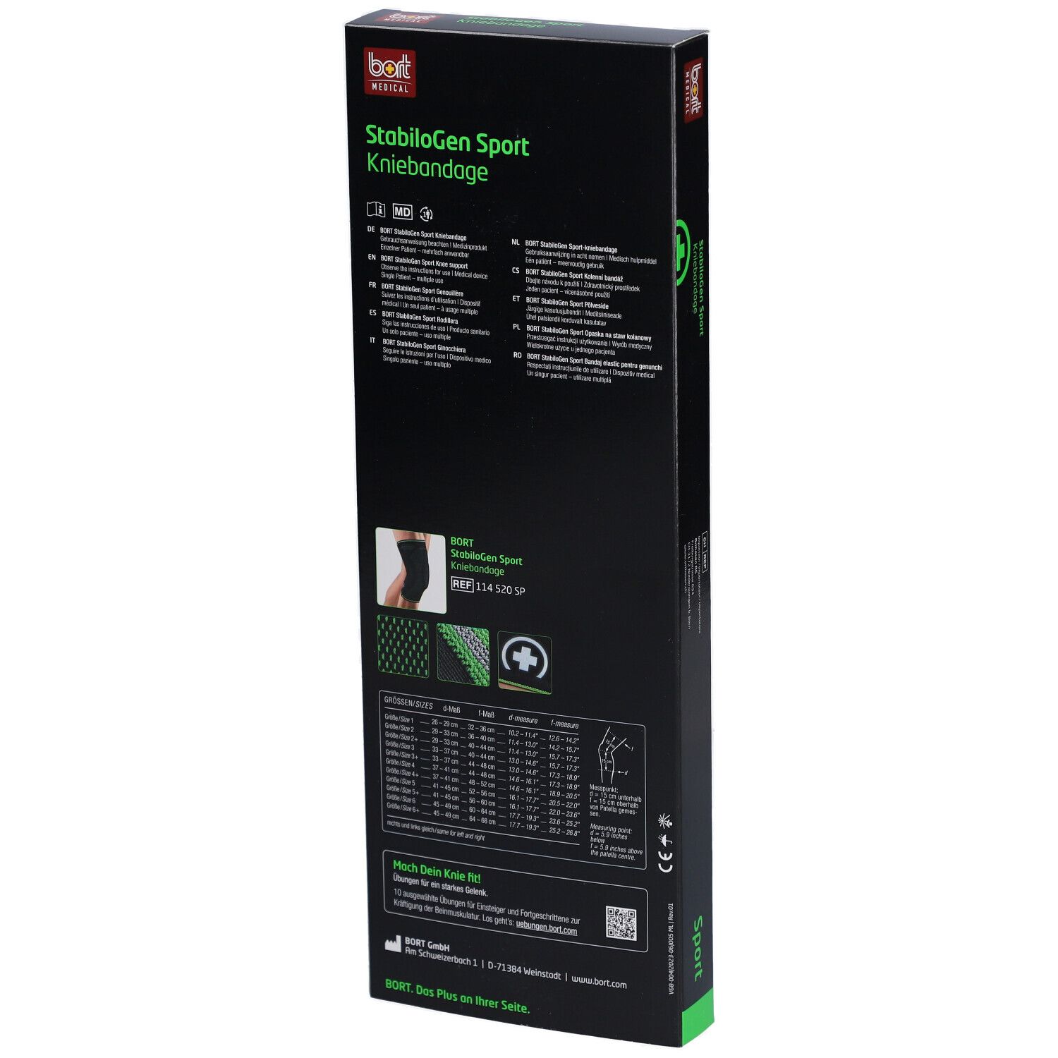 BORT StabiloGen® Sport Kniebandage XL Zwart-Groen 4