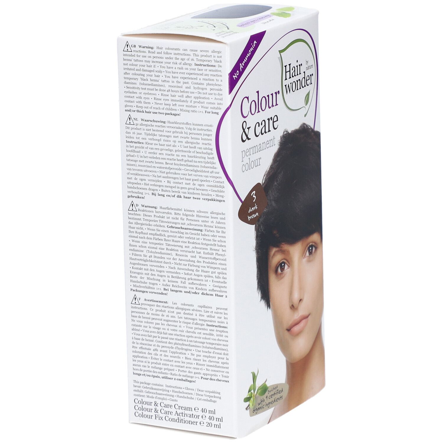 Hairwonder Haarkleuring Color & Care Donkerbruin 3