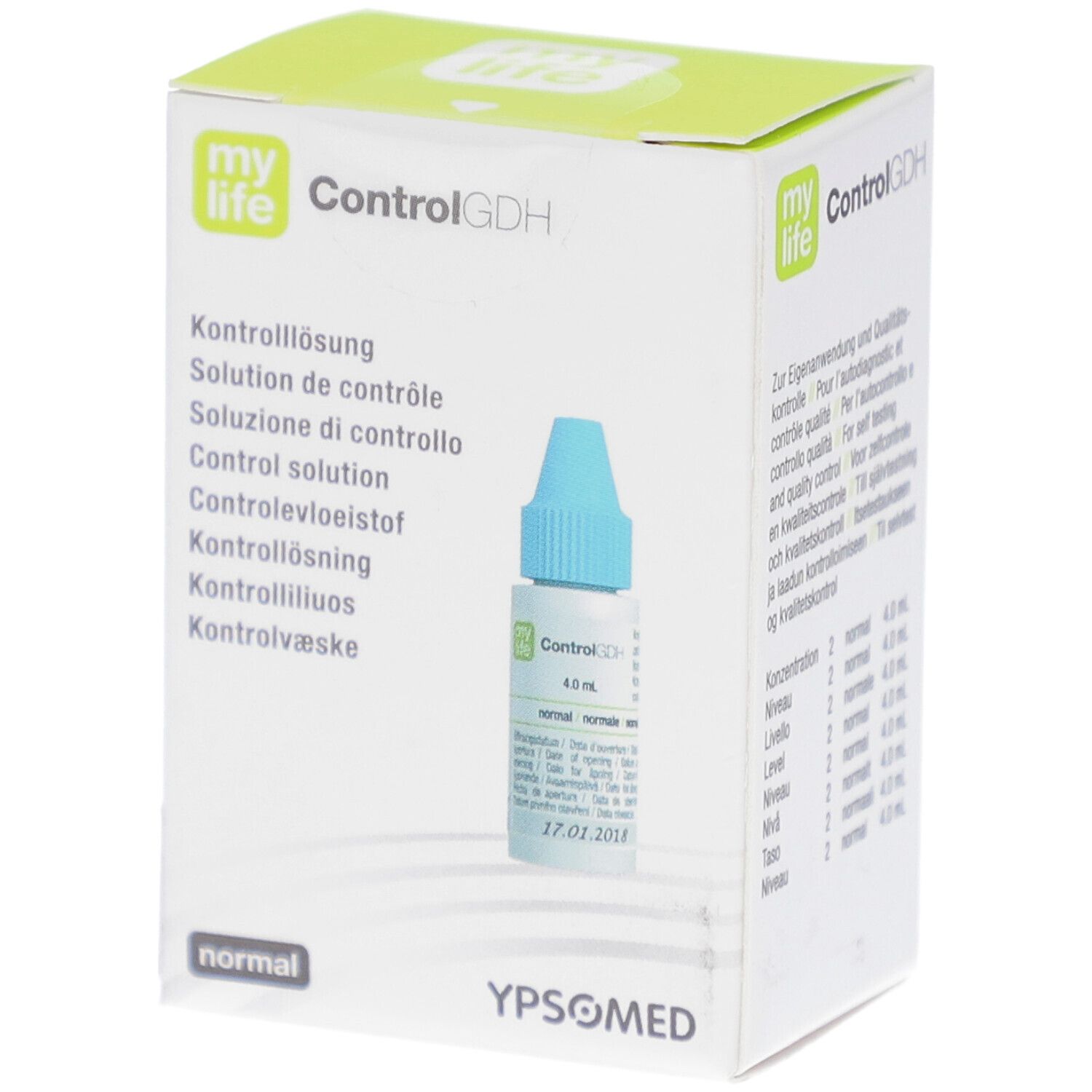 Emballage pour solution de contrôle my life ControlGDH, flacon de 4.0 ml.