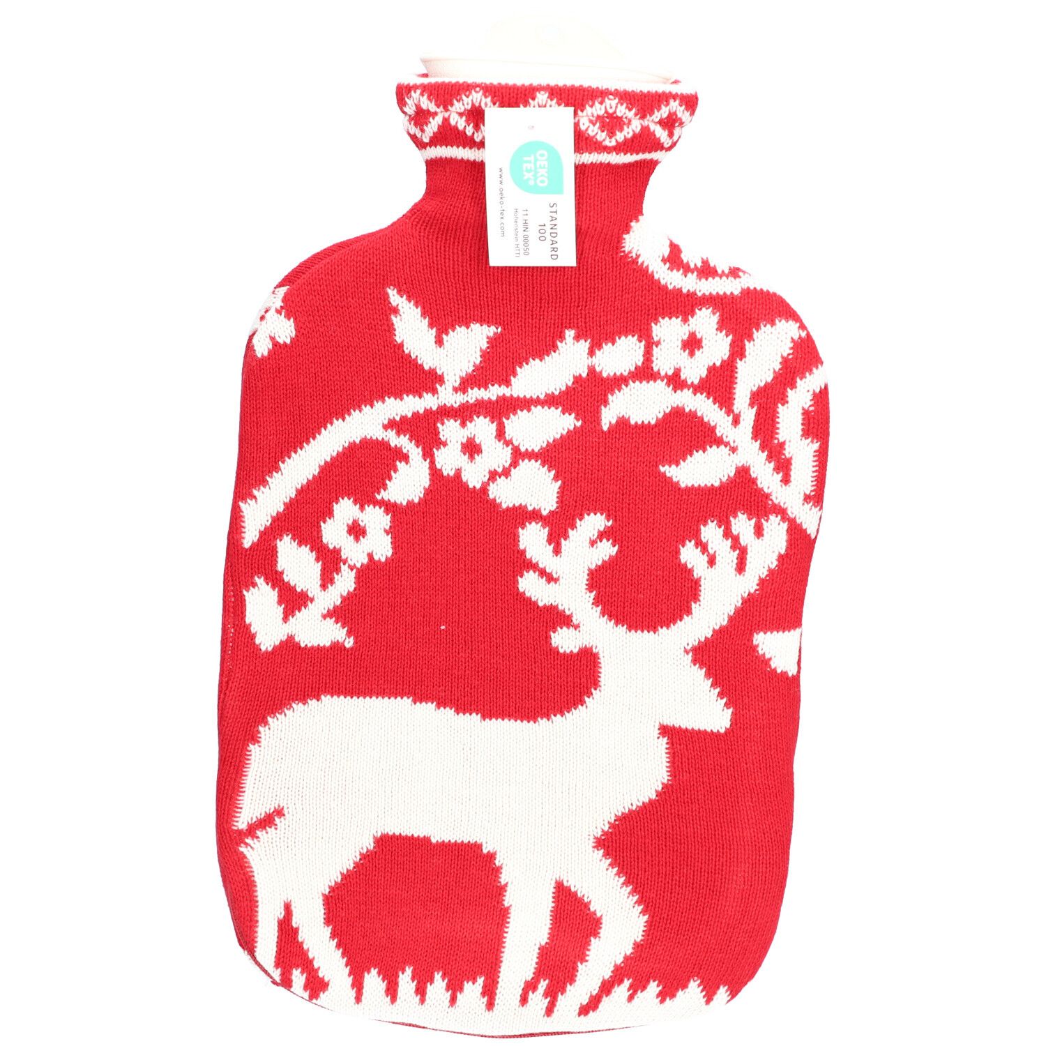 Sänger Bouillotte 2L Housse Tricotée Rouge Motif Cerf