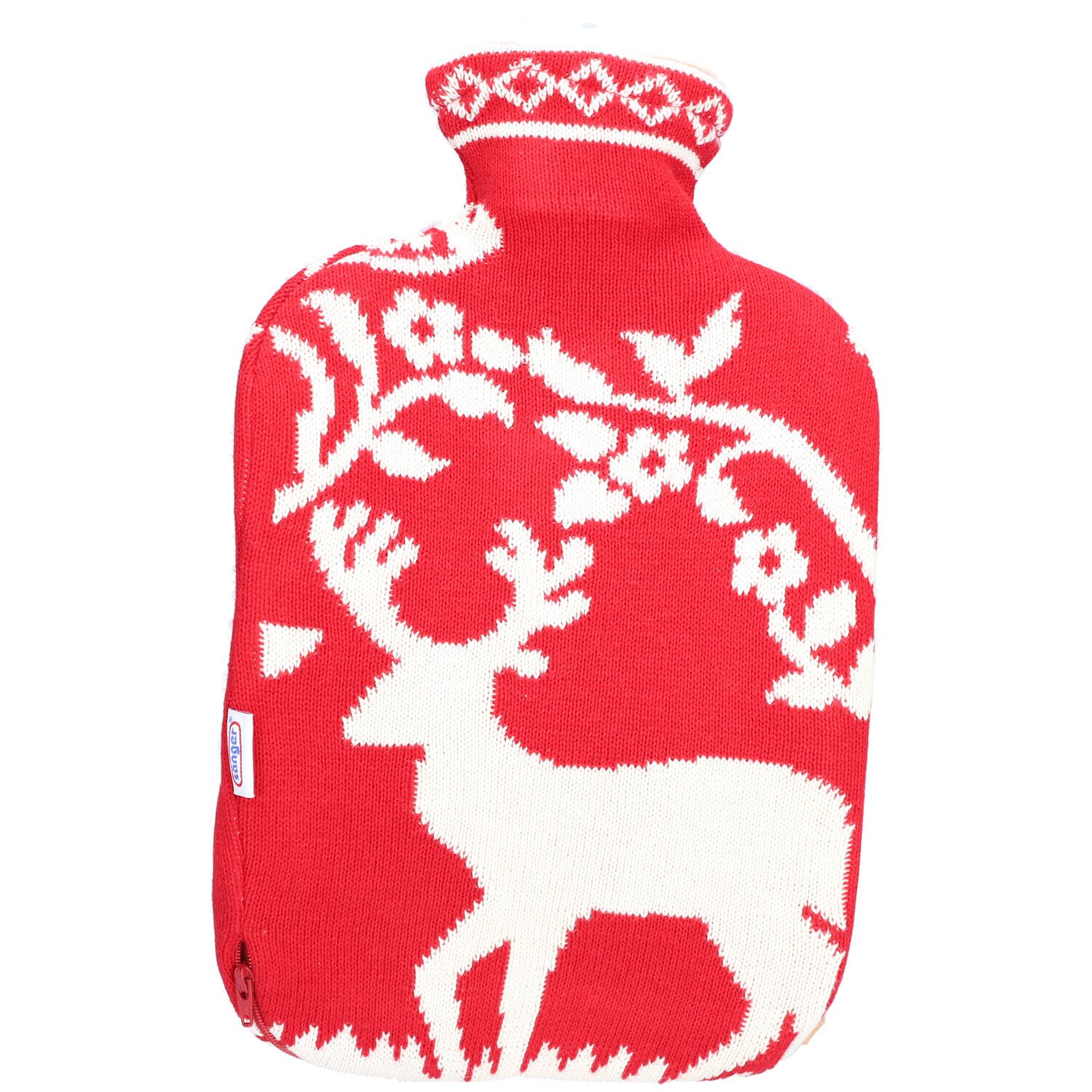 Sänger Bouillotte 2L Housse Tricotée Rouge Motif Cerf