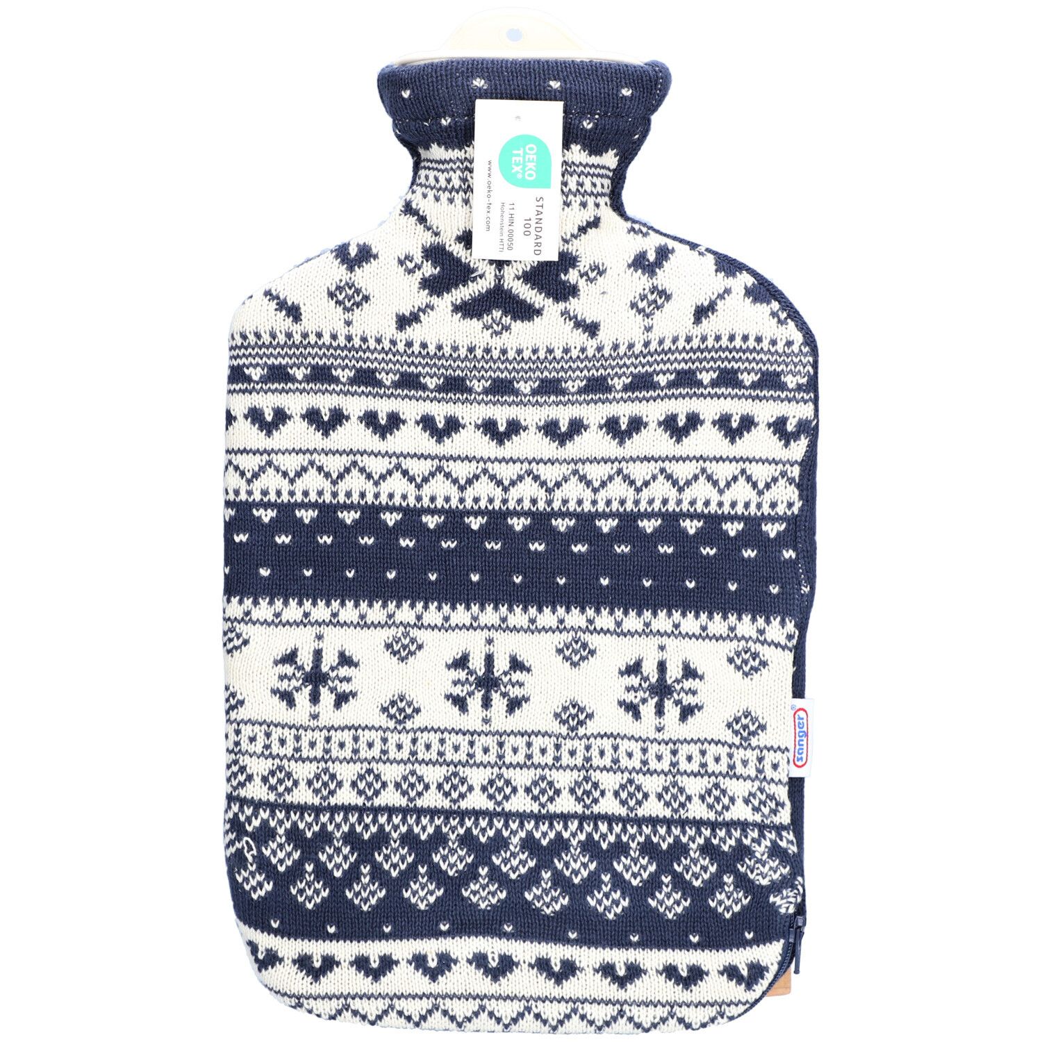Sänger Bouillotte 2L – Housse Tricotée Bleue – Motif Norvégien