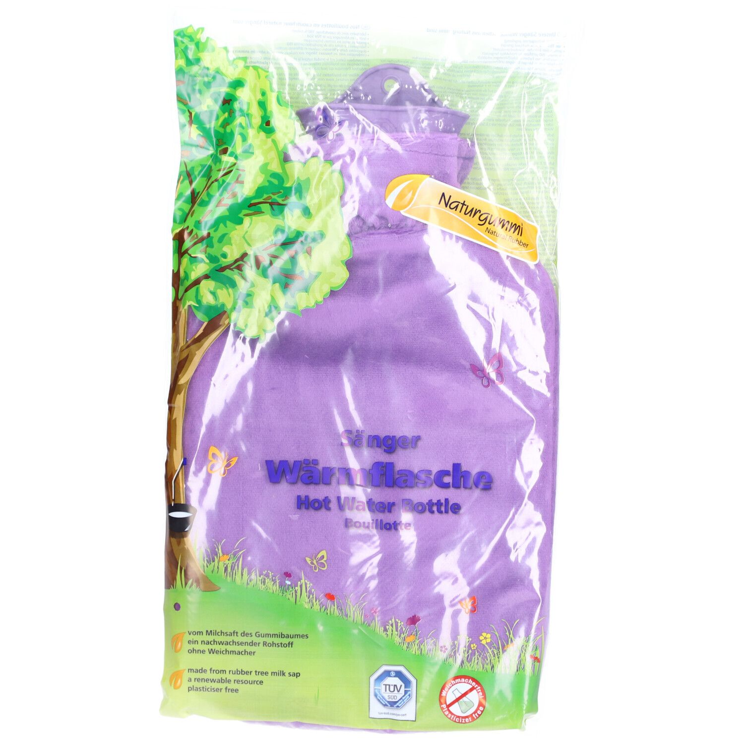 Sänger Bouillotte 2L – Housse en Peluche Lilas