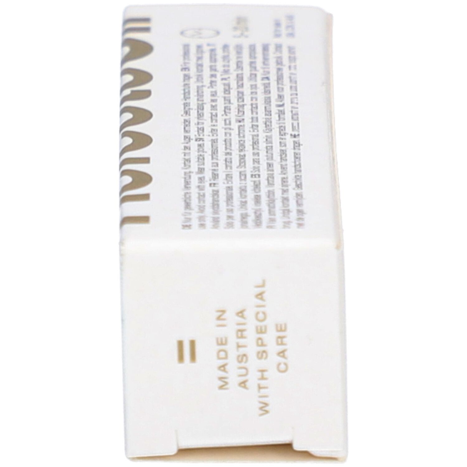 Doos, zijaanzicht. Gemaakt in Oostenrijk. Met speciale zorg.