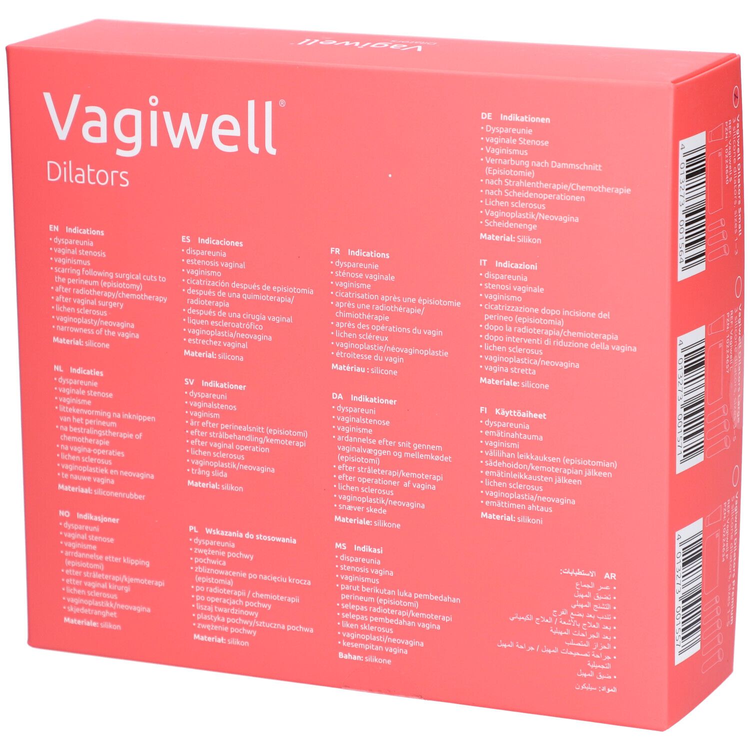 Vagiwell Dilatatoren, doos met dilatoren.