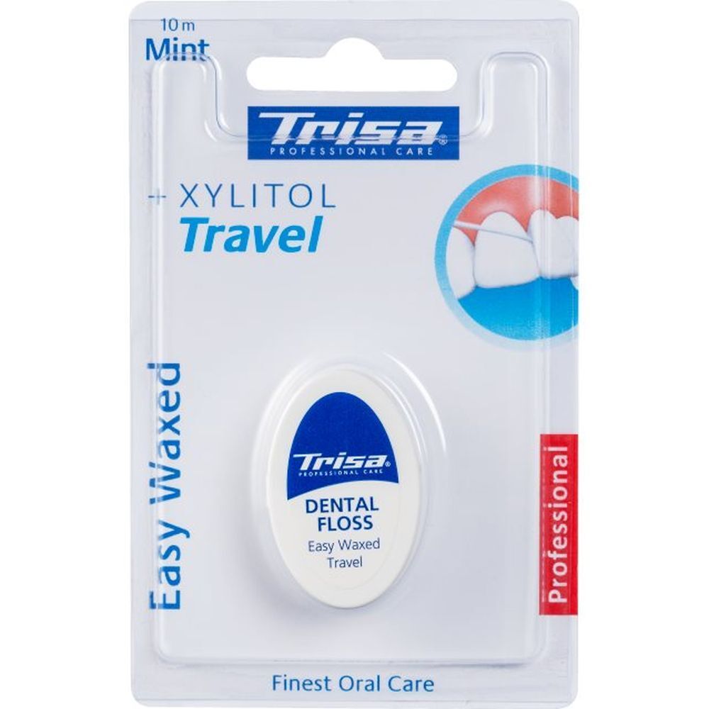 TRISA Fil Dentaire Easy Waxed Travel Menthe Xylitol 10 m