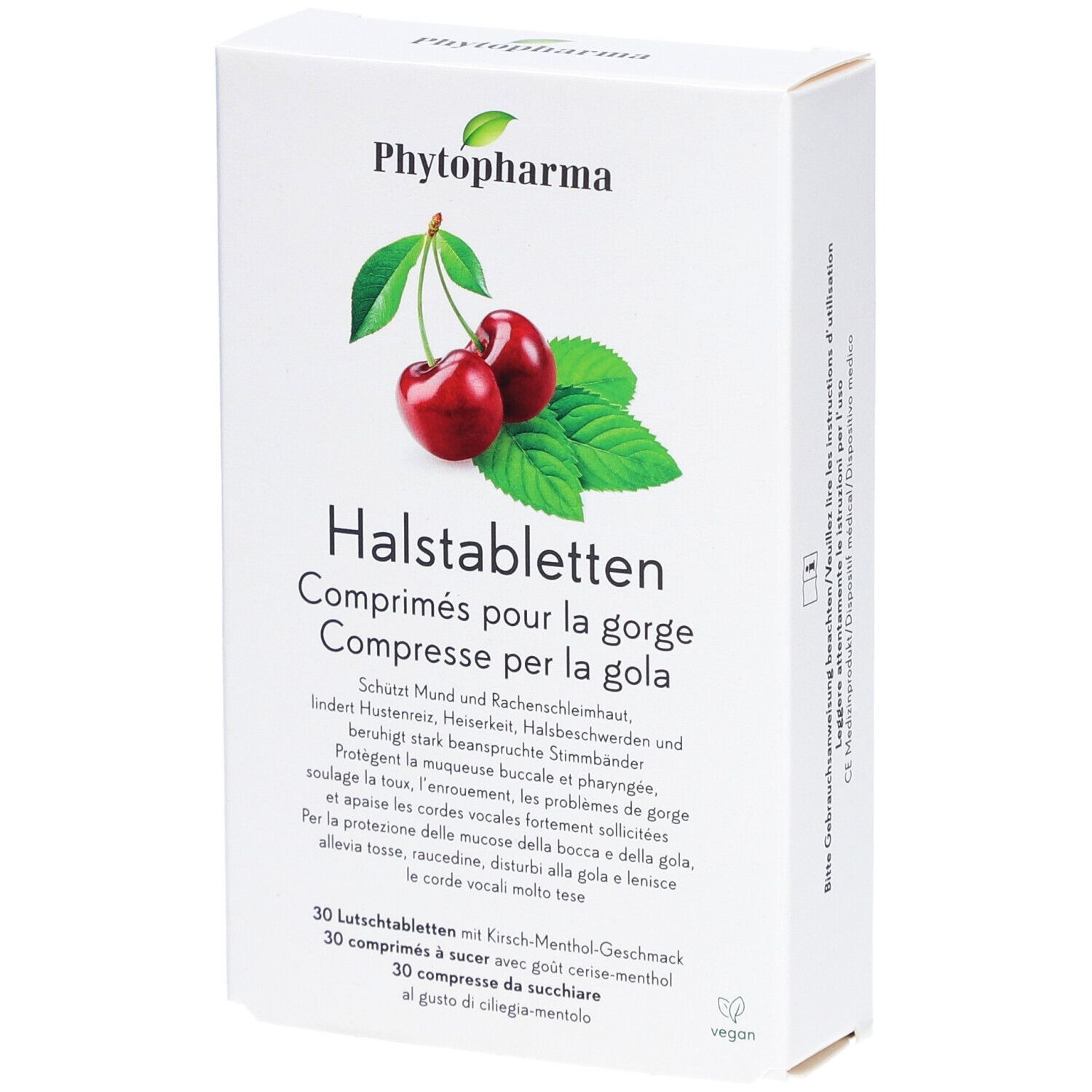 Phytopharma Keeltabletten Kers-Menthol smaak, 30 zuigtabletten.