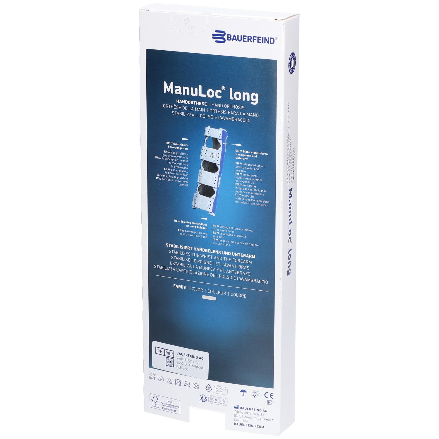 BAUERFEIND Manuloc® Lange Ambidexter hand-polsorthese maat 3