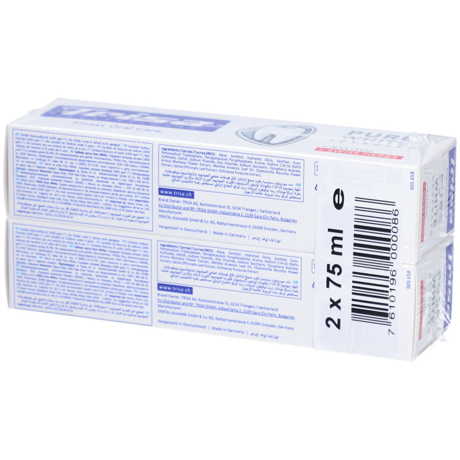 Trisa Dentifrice Pure White Duo 2 x 75 ml