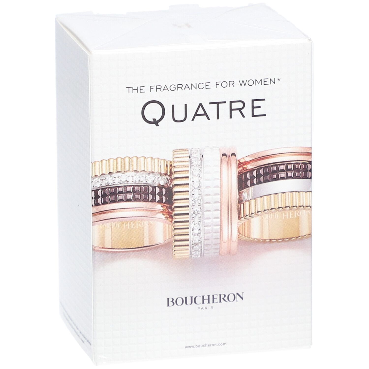 Quatre Eau de Parfum doos. Ringontwerp. Boucheron Paris. "The Fragrance for Women".