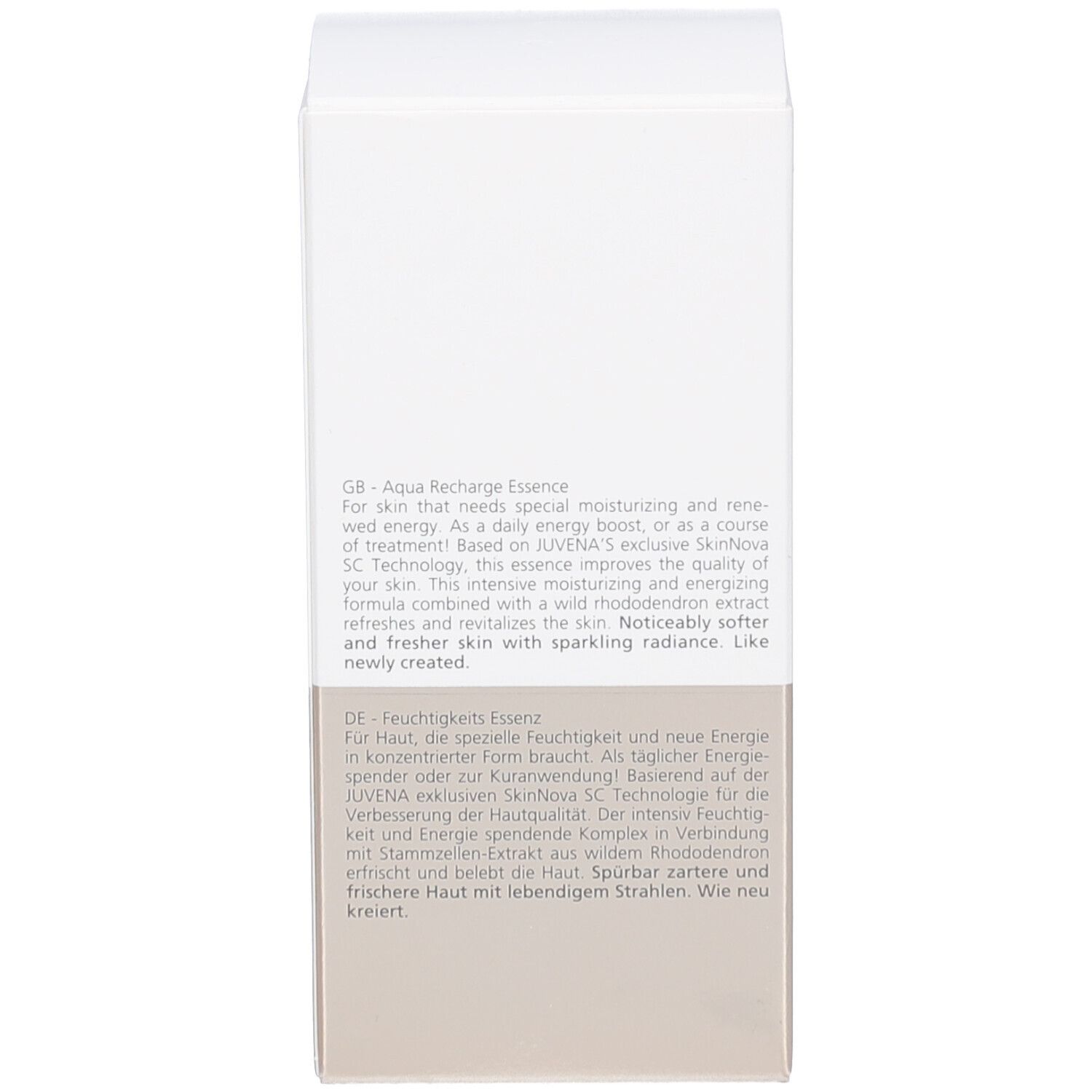 Emballage du produit, dos. Texte en plusieurs langues : description.