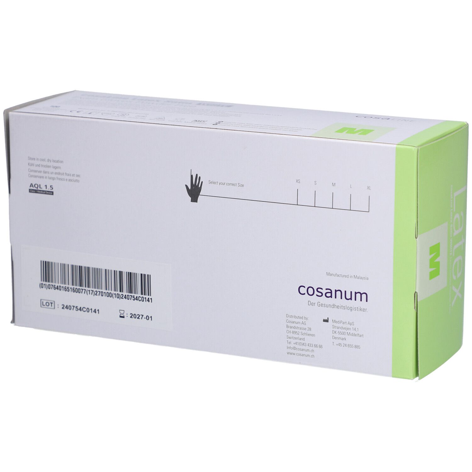 cosaLine® Poedervrije M latex onderzoekshandschoenen