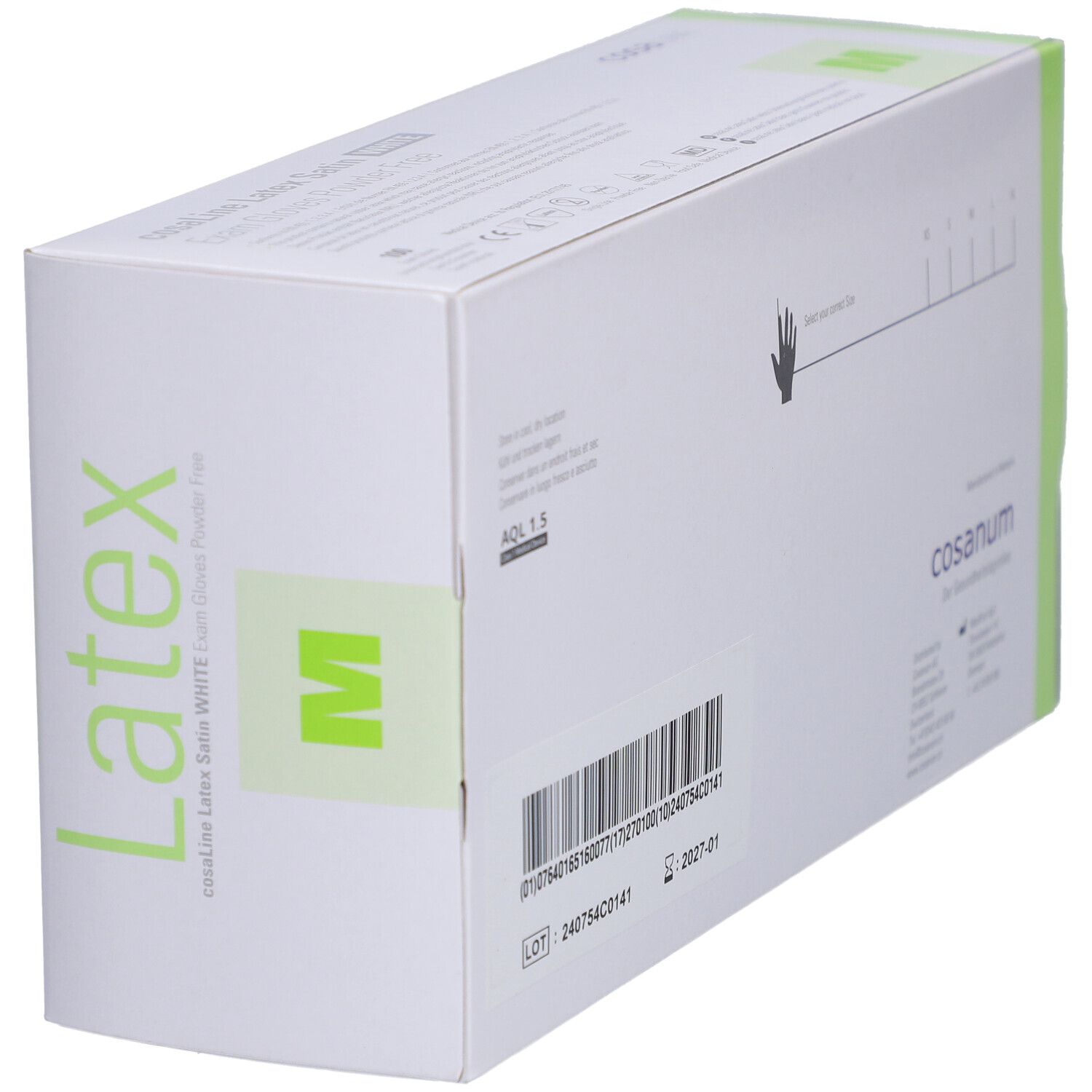 cosaLine® Poedervrije M latex onderzoekshandschoenen