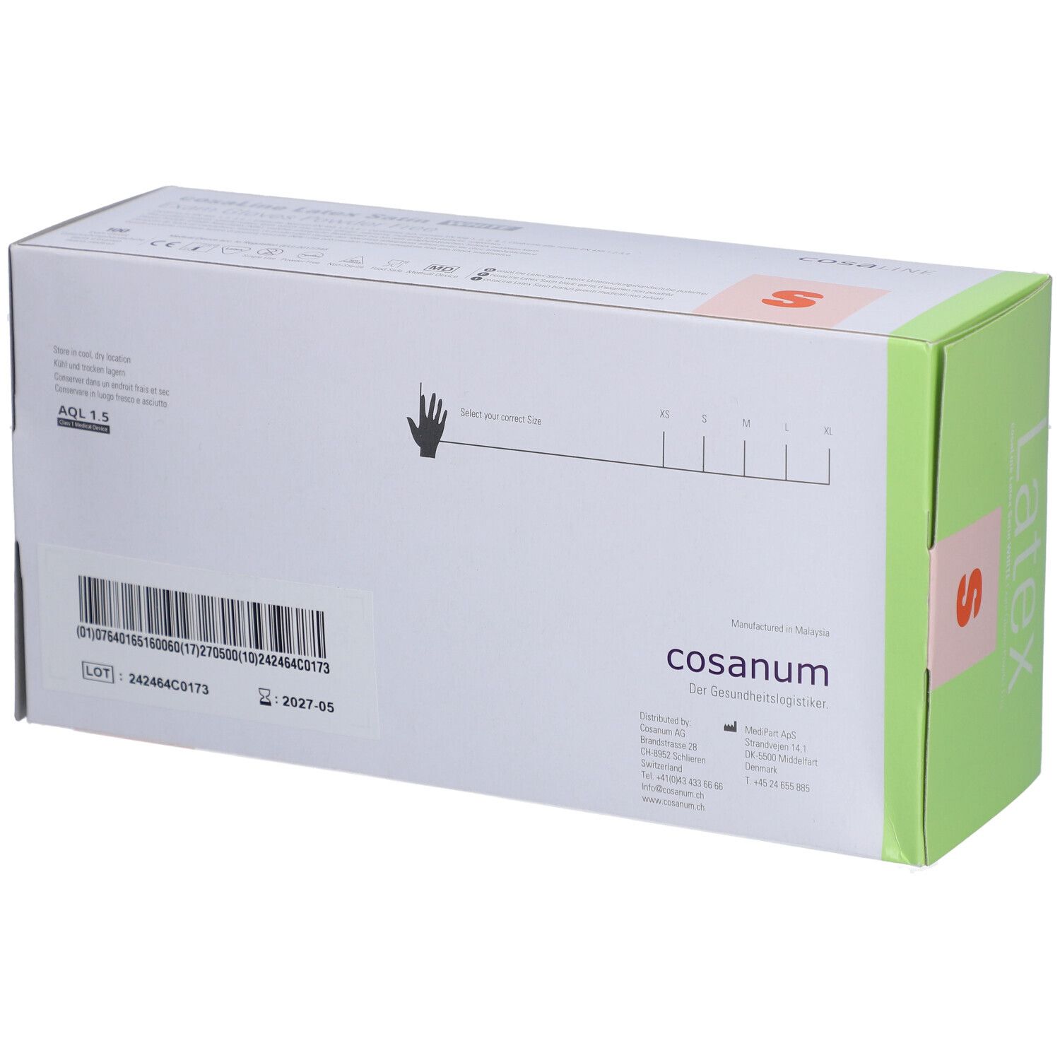 cosaLine® Poedervrije latex S onderzoekshandschoenen