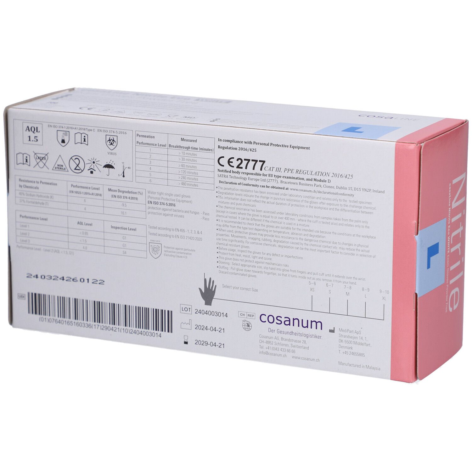 cosaLine® Gants d'examen L Nitril Eco non poudrés
