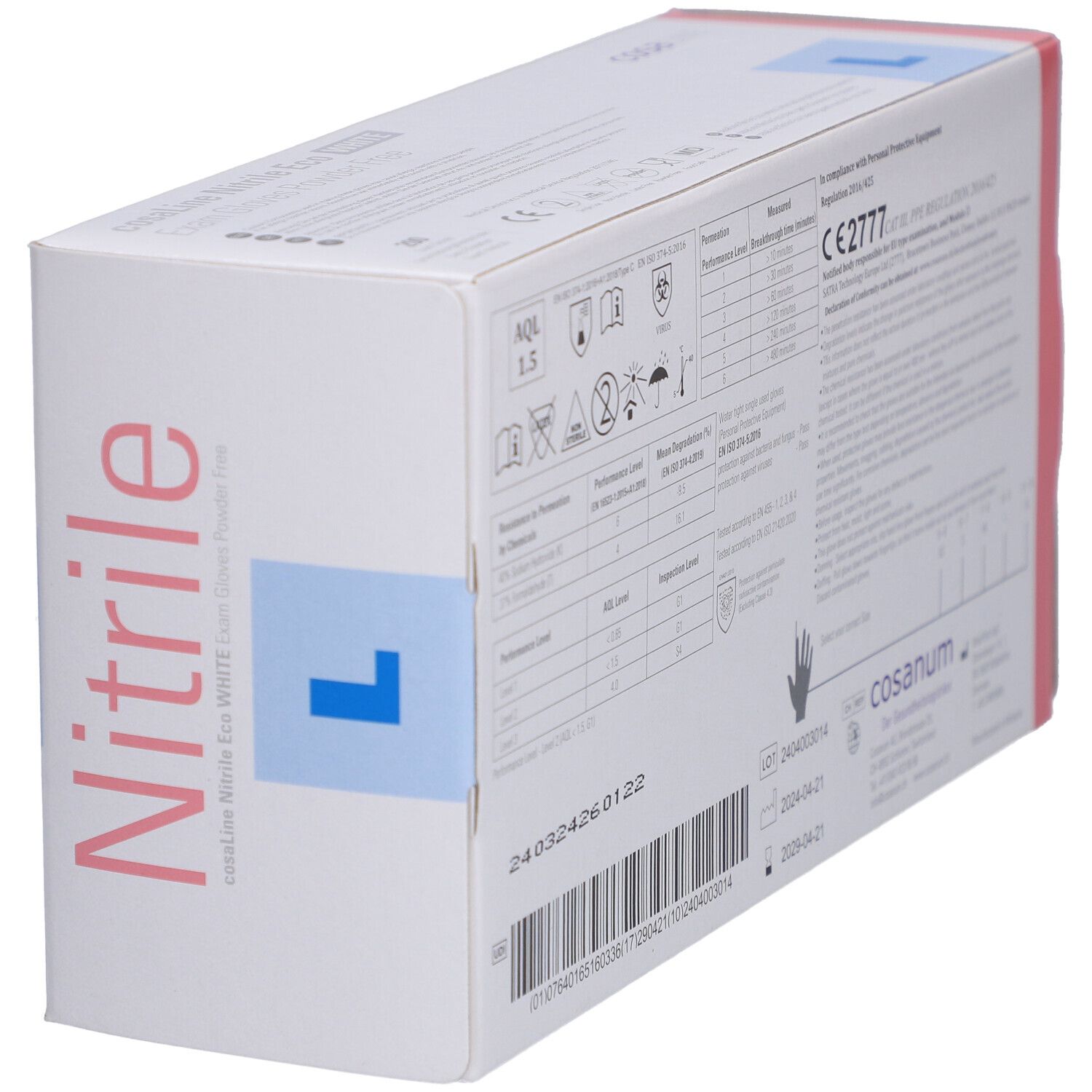 cosaLine® Gants d'examen L Nitril Eco non poudrés