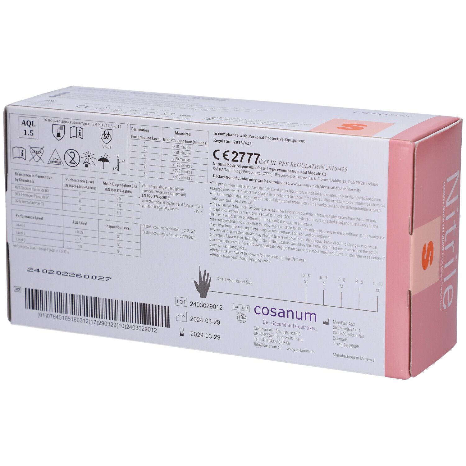 cosaLine® Gants d'examen S Nitril Eco non poudrés