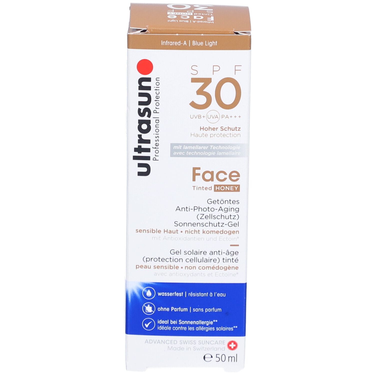 ULTRASUN Crème solaire anti-âge pour le visage teintée miel SPF 30