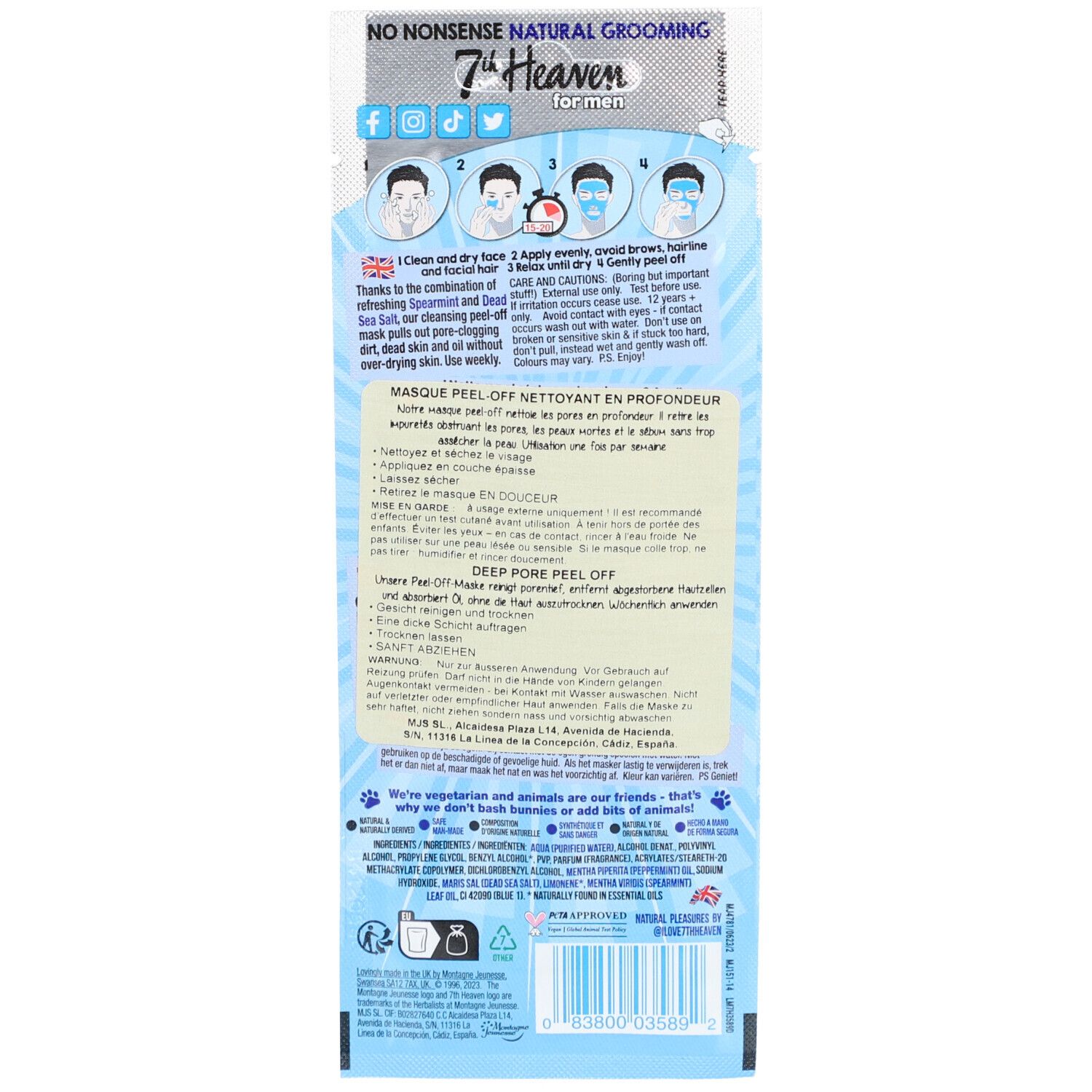 7TH HEAVEN Masque Peel-Off contre les points noirs pour hommes