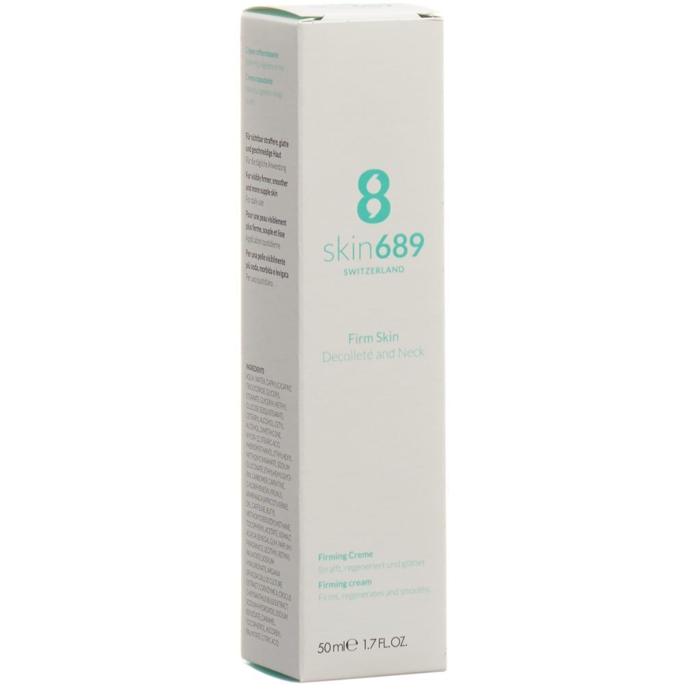 Doos Skin689. Opschrift: Firm Skin Decollete and neck. 50ml.
