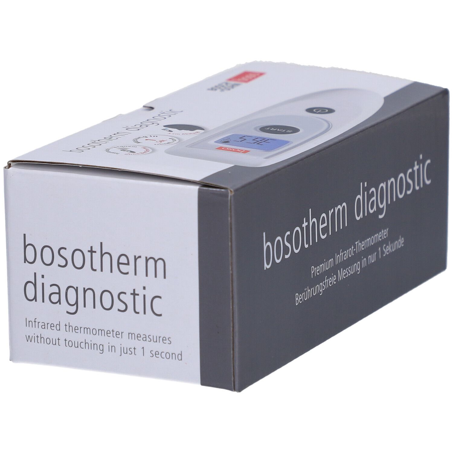 Thermomètre infrarouge sans contact Bosotherm Diagnostic sur boîte grise.