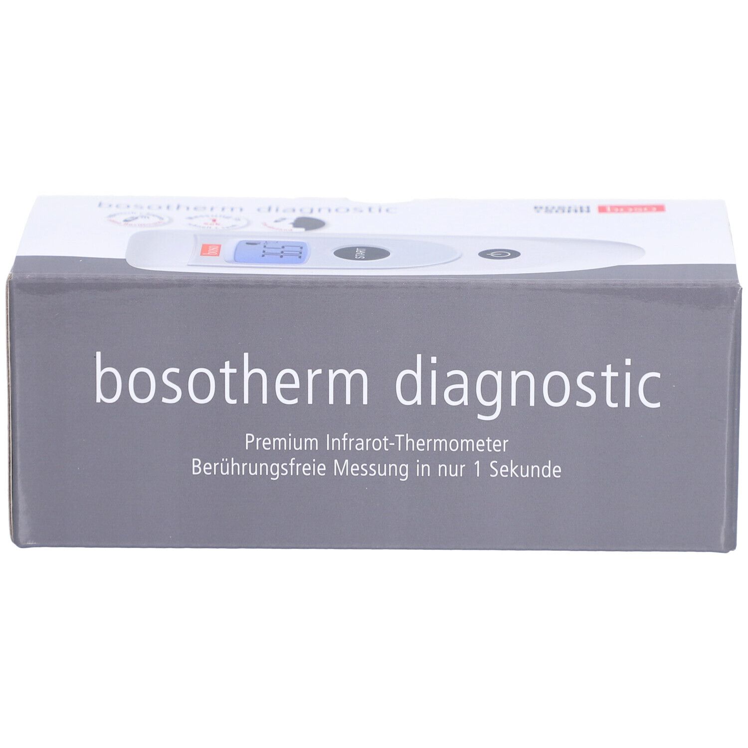 Thermomètre infrarouge Bosotherm Diagnostic sur boîte grise.