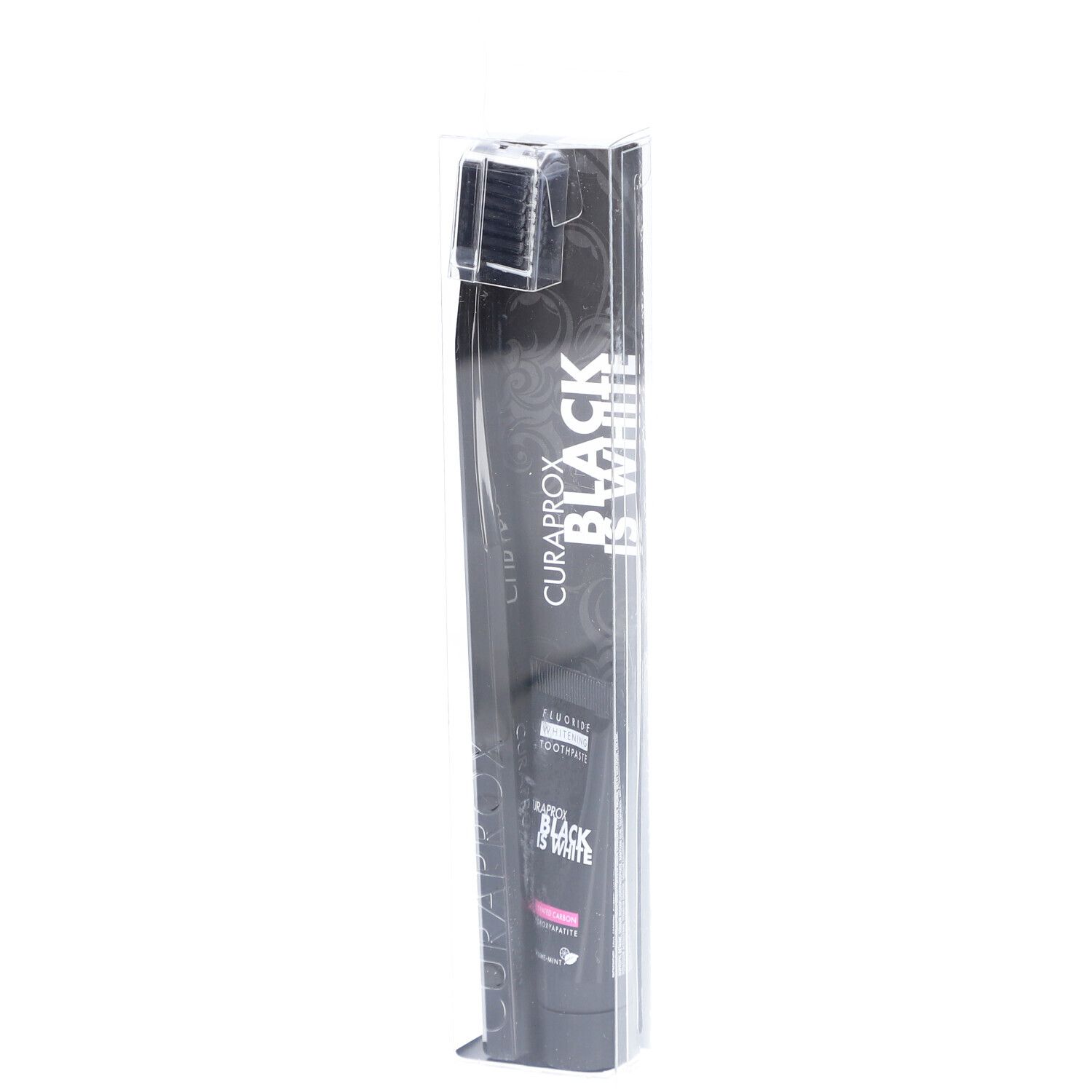 Curaprox Black is White brosse à dents noire + dentifrice blanchissant