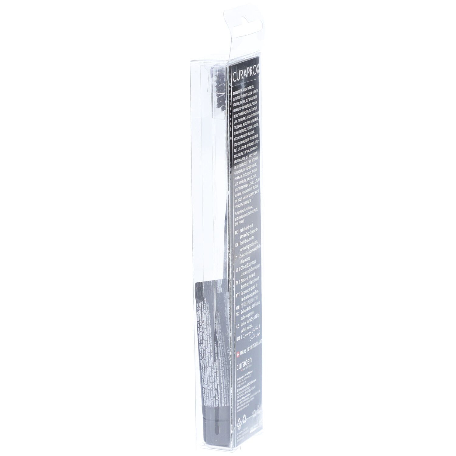 Curaprox Black is White brosse à dents noire + dentifrice blanchissant