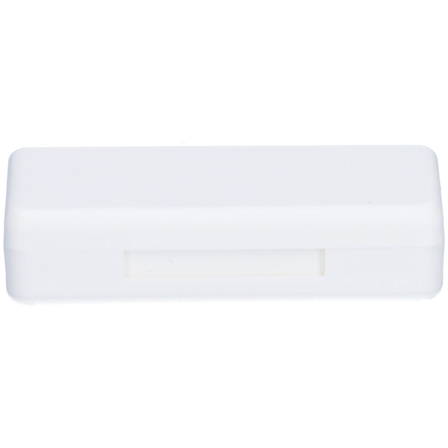 Witte, rechthoekige pillendoos met deksel en handgreep. 3-delig.