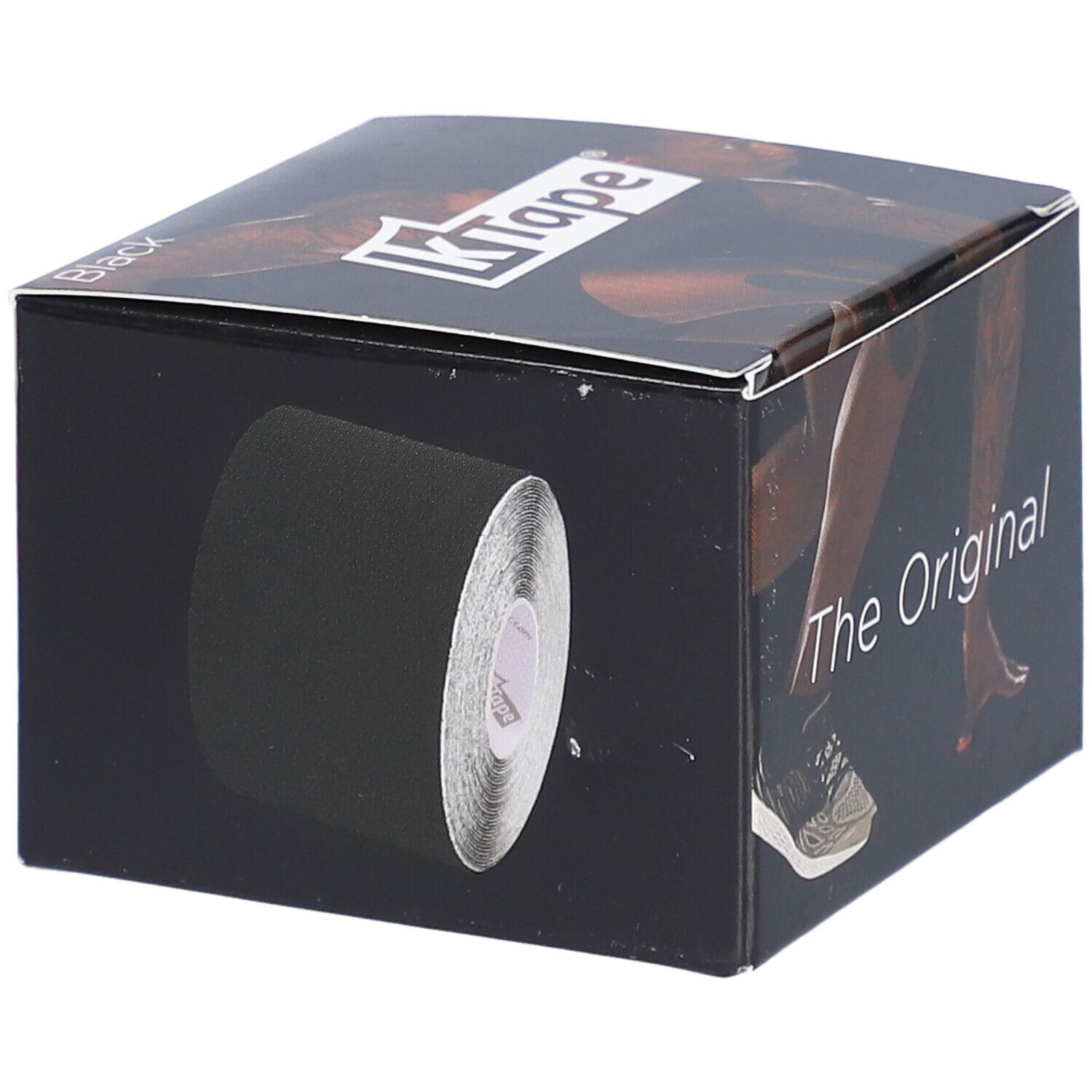 Rouleau de K-TAPE dans emballage noir. Rouleau visible. Inscription "The Original".