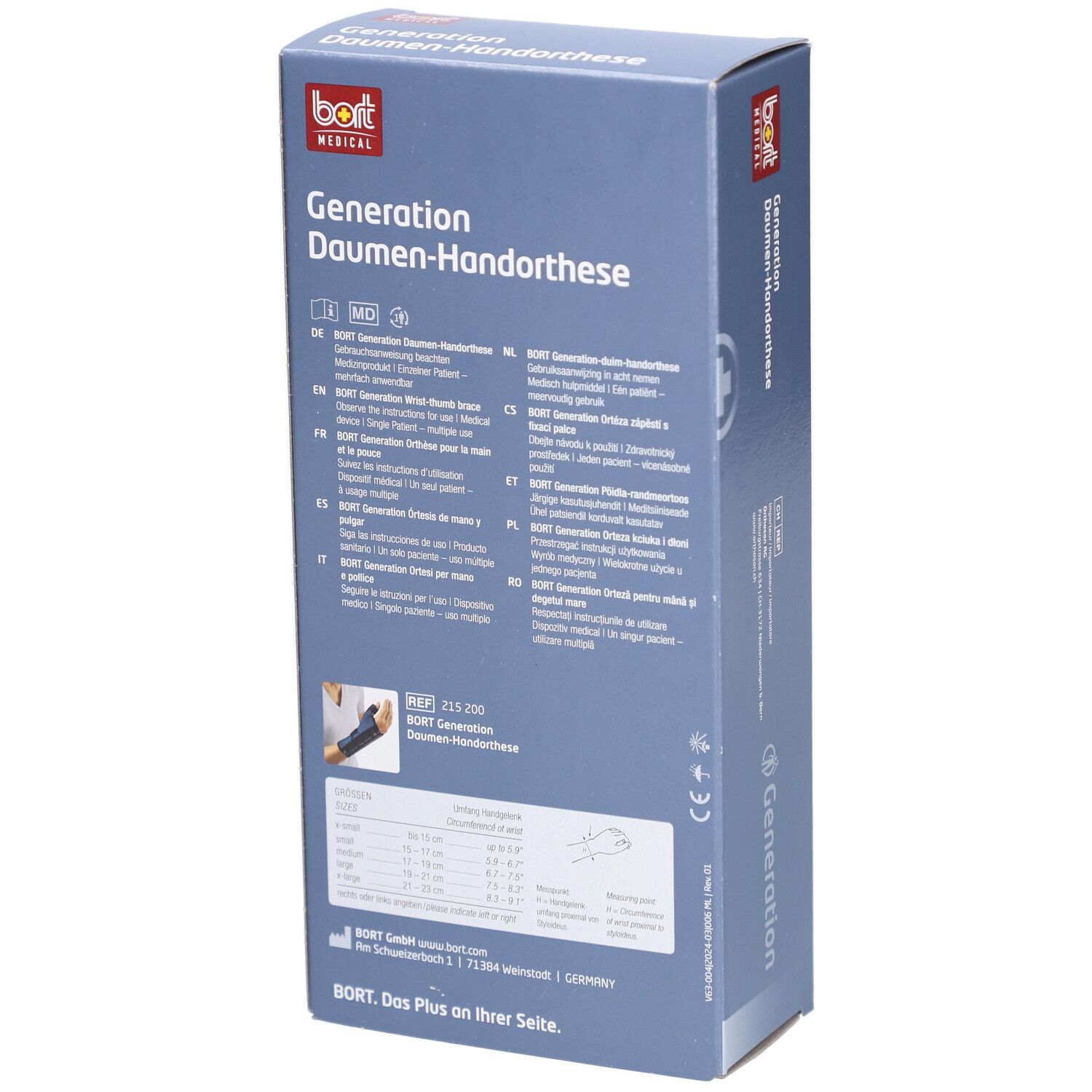 BORT Generation duim handorthese S rechts blauw