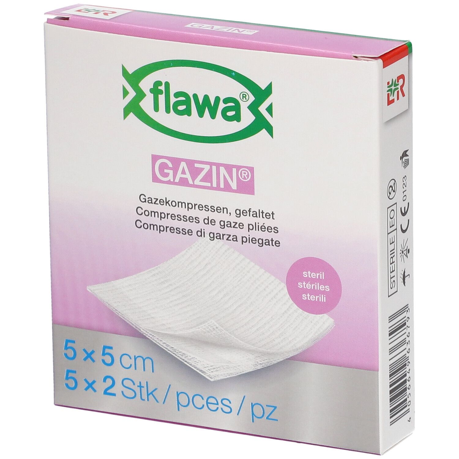 flawa® GAZIN® Compresses de gaze pliées 5 x 5 cm