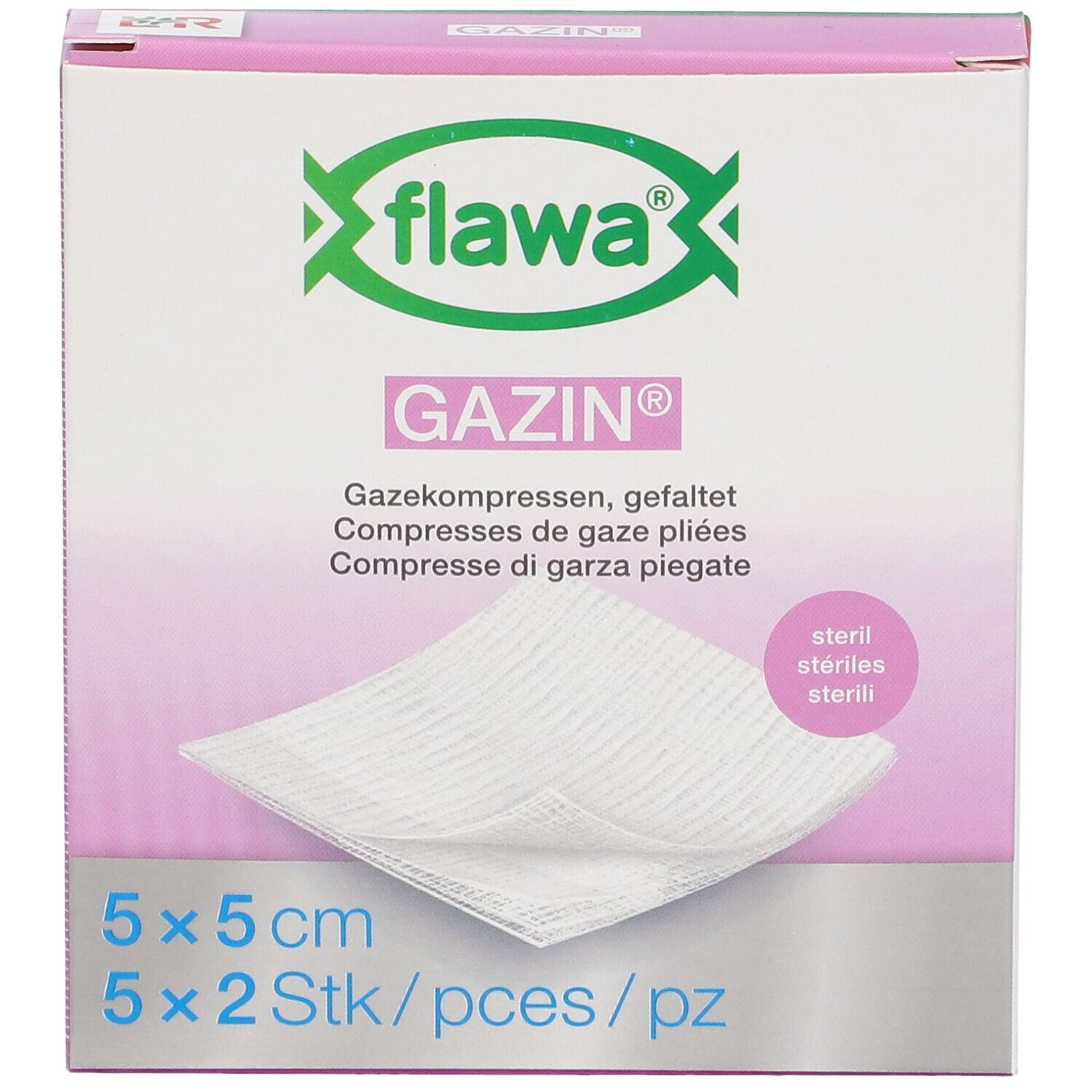 flawa® GAZIN® Compresses de gaze pliées 5 x 5 cm