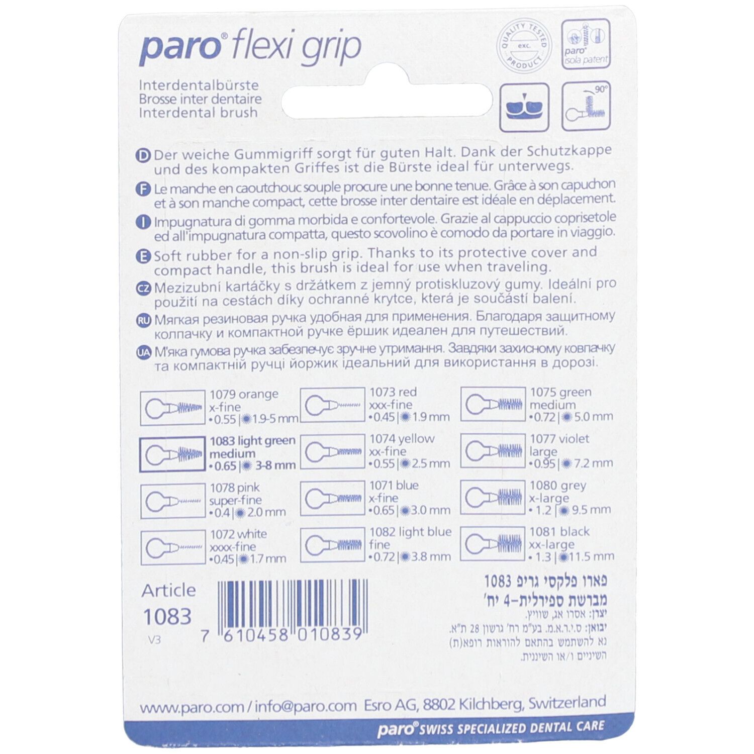 paro® Flexi Grip Interdentale ragers 3-8 mm Lichtgroen