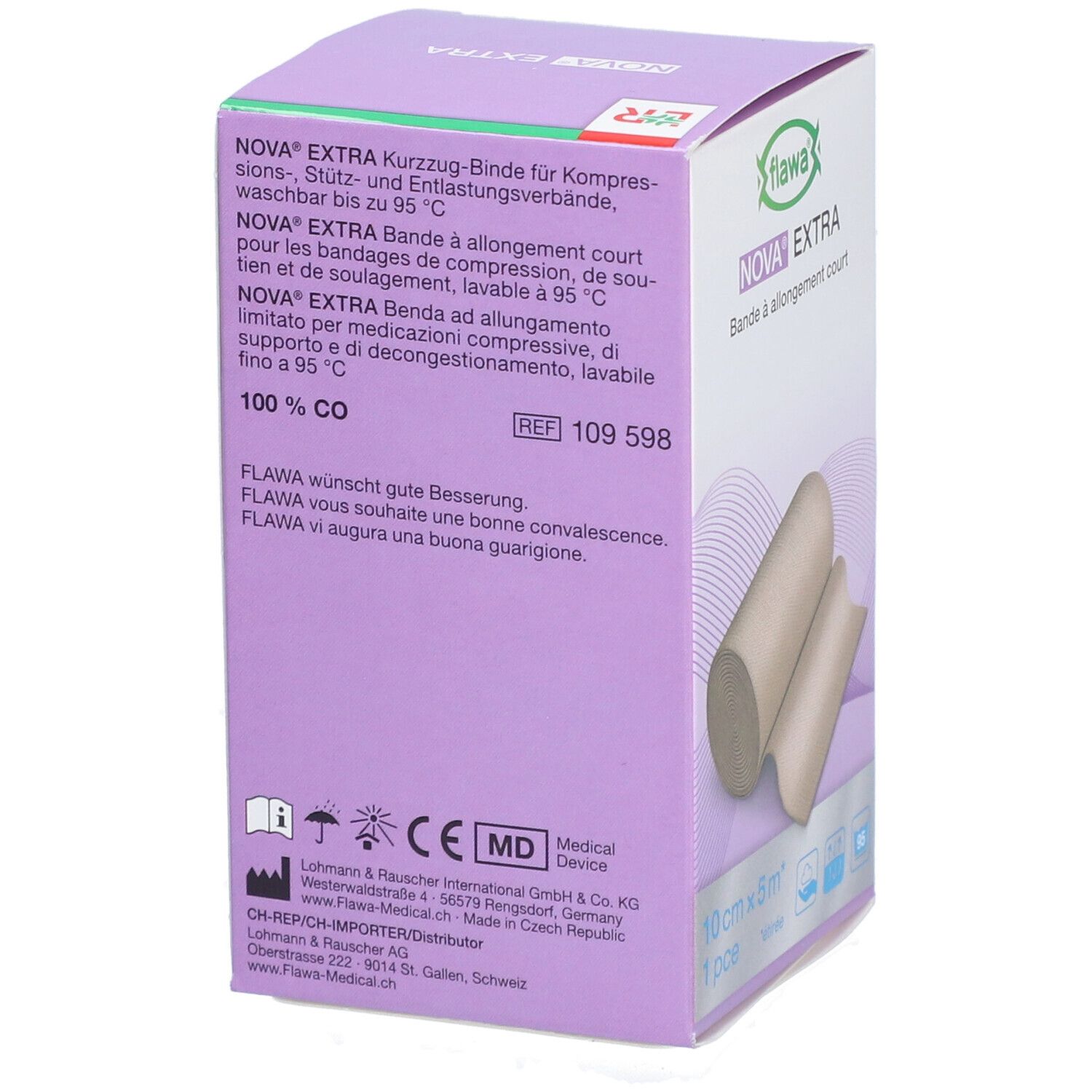 flawa® Nova® Extra Bande à allongement court 8 cm x 4,5 m