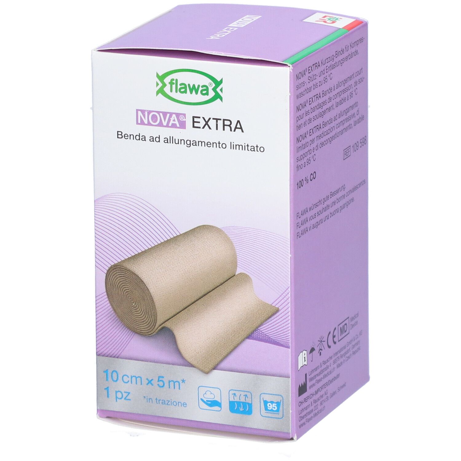 flawa® Nova® Extra Bande à allongement court 8 cm x 4,5 m