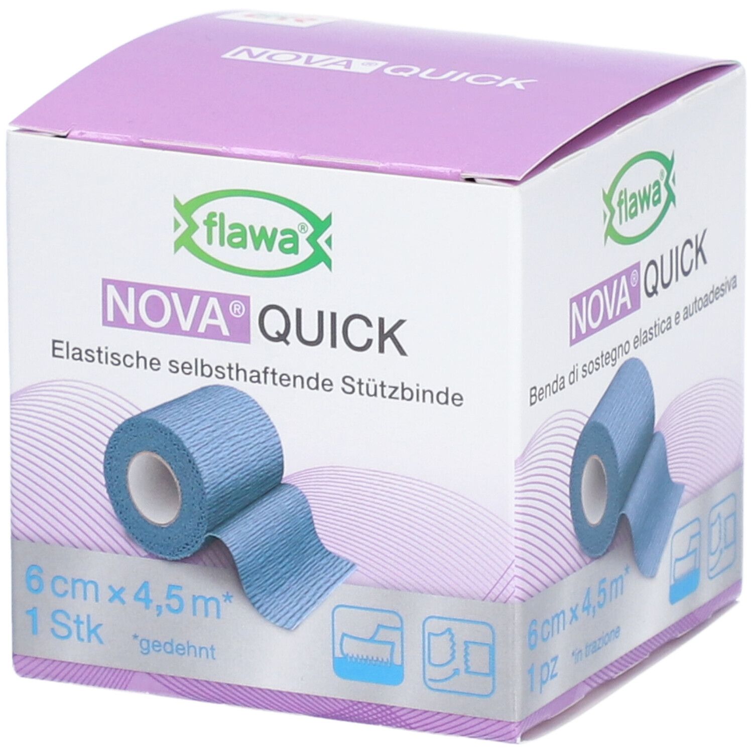 flawa® Nova Quick Bande de soutien de décharge 6 cm x 4,5 m bleu