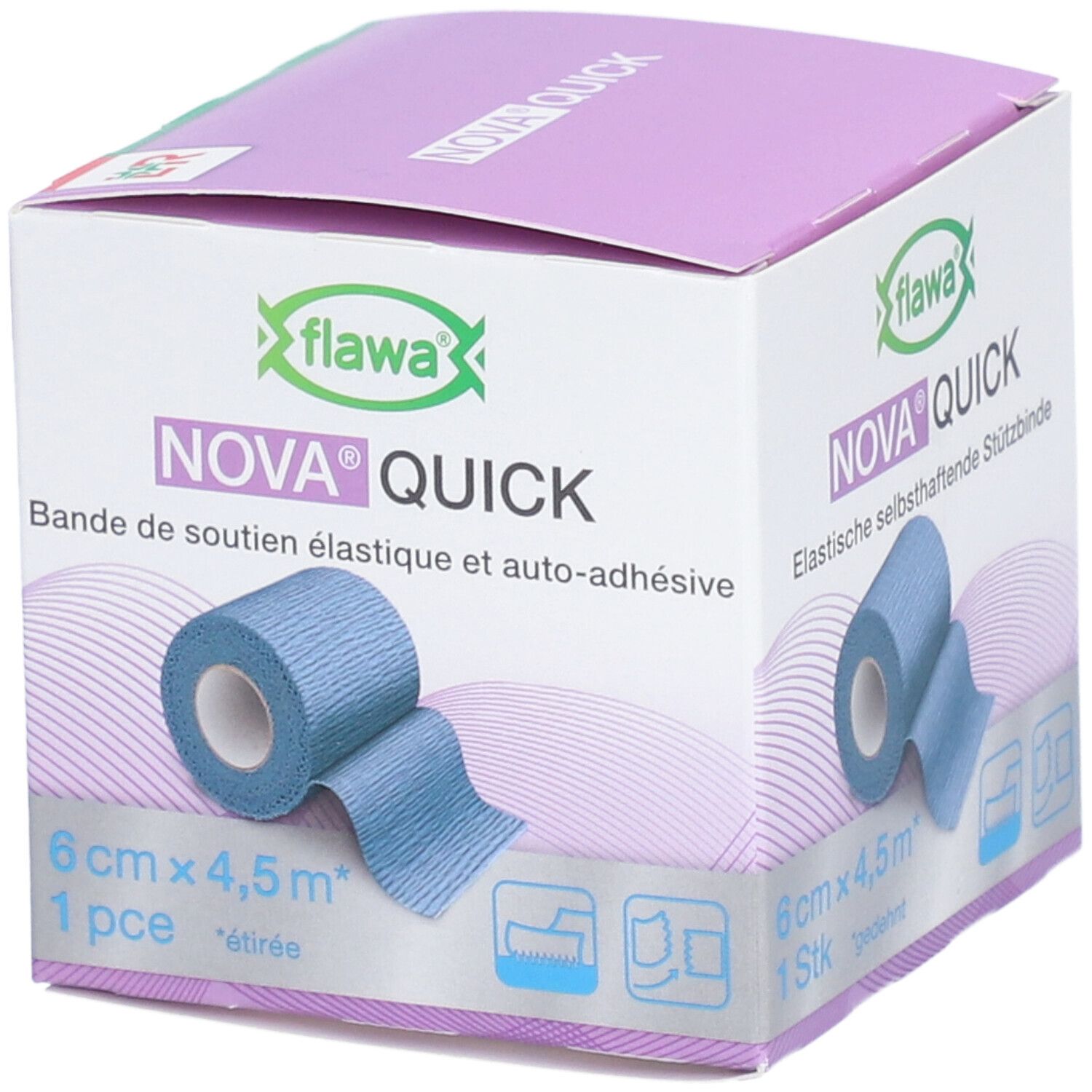 flawa® Nova Quick Bande de soutien de décharge 6 cm x 4,5 m bleu