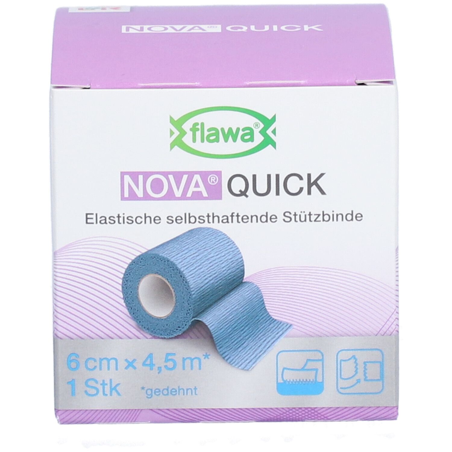 flawa® Nova Quick Bande de soutien de décharge 6 cm x 4,5 m bleu