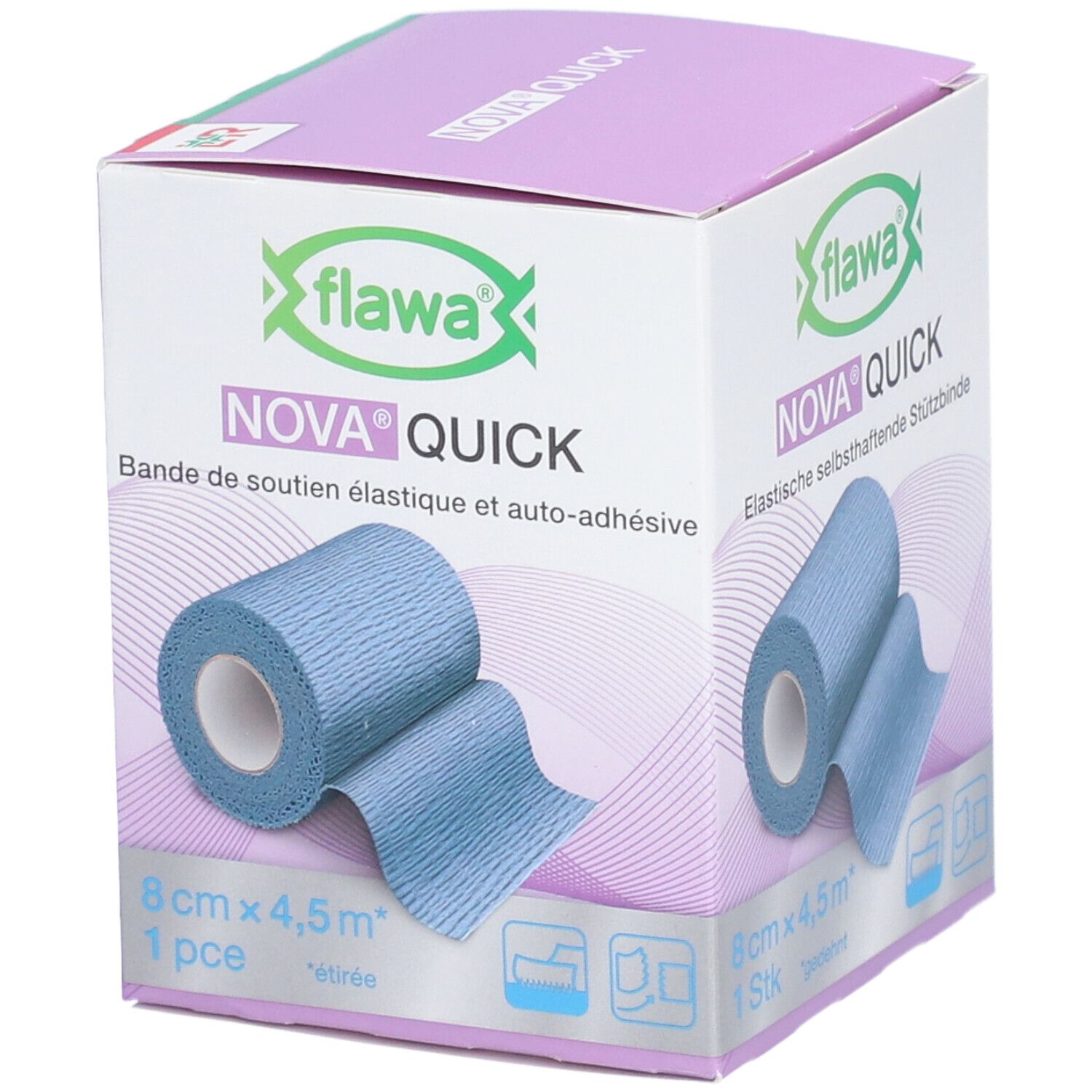 Flawa Nova Quick Steunverband 8 cm x 4,5 m blauw