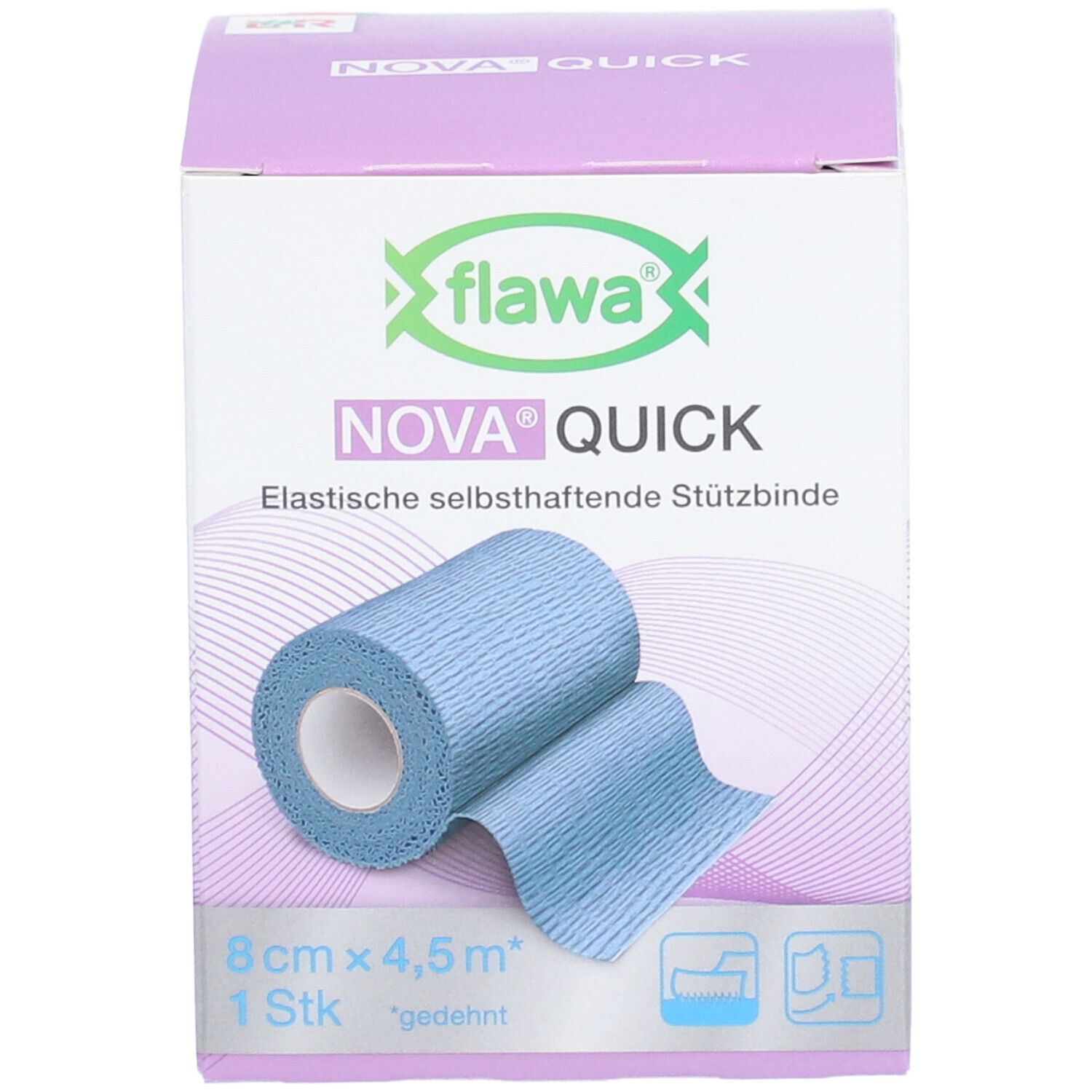 Flawa Nova Quick Steunverband 8 cm x 4,5 m blauw