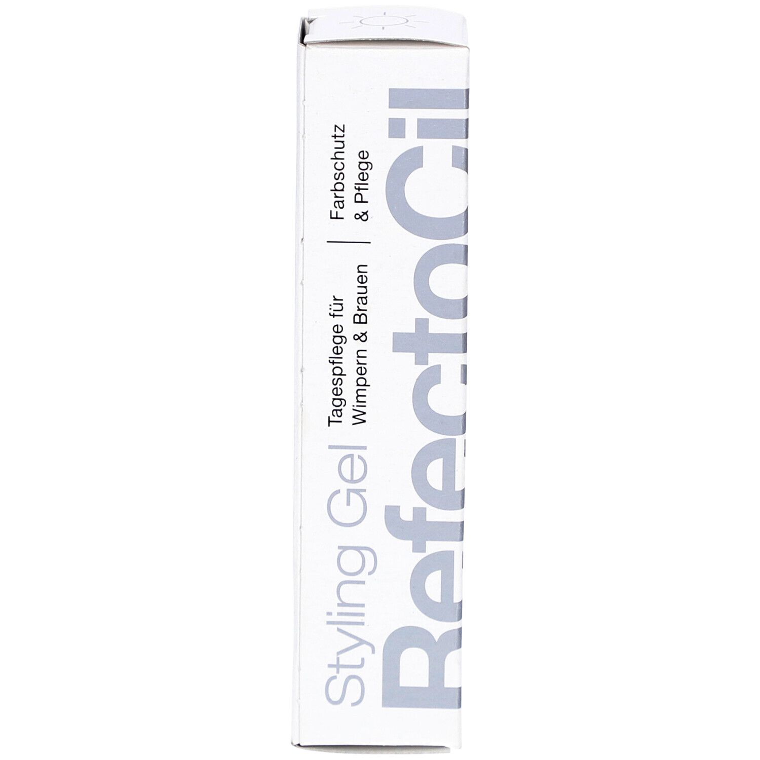 Emballage de gel coiffant. Boîte blanche avec nom et texte du produit. Protection de la couleur et soin.