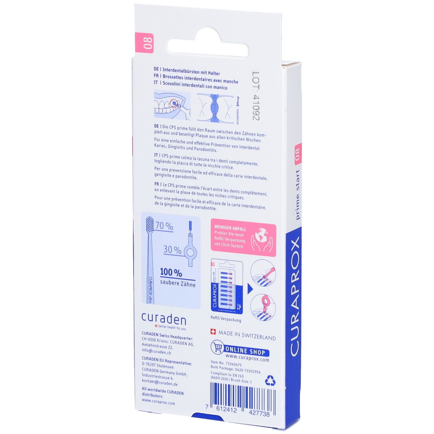 Curaprox CPS 08 Start Brossettes Interdentaires 5 pièces + 1 manche