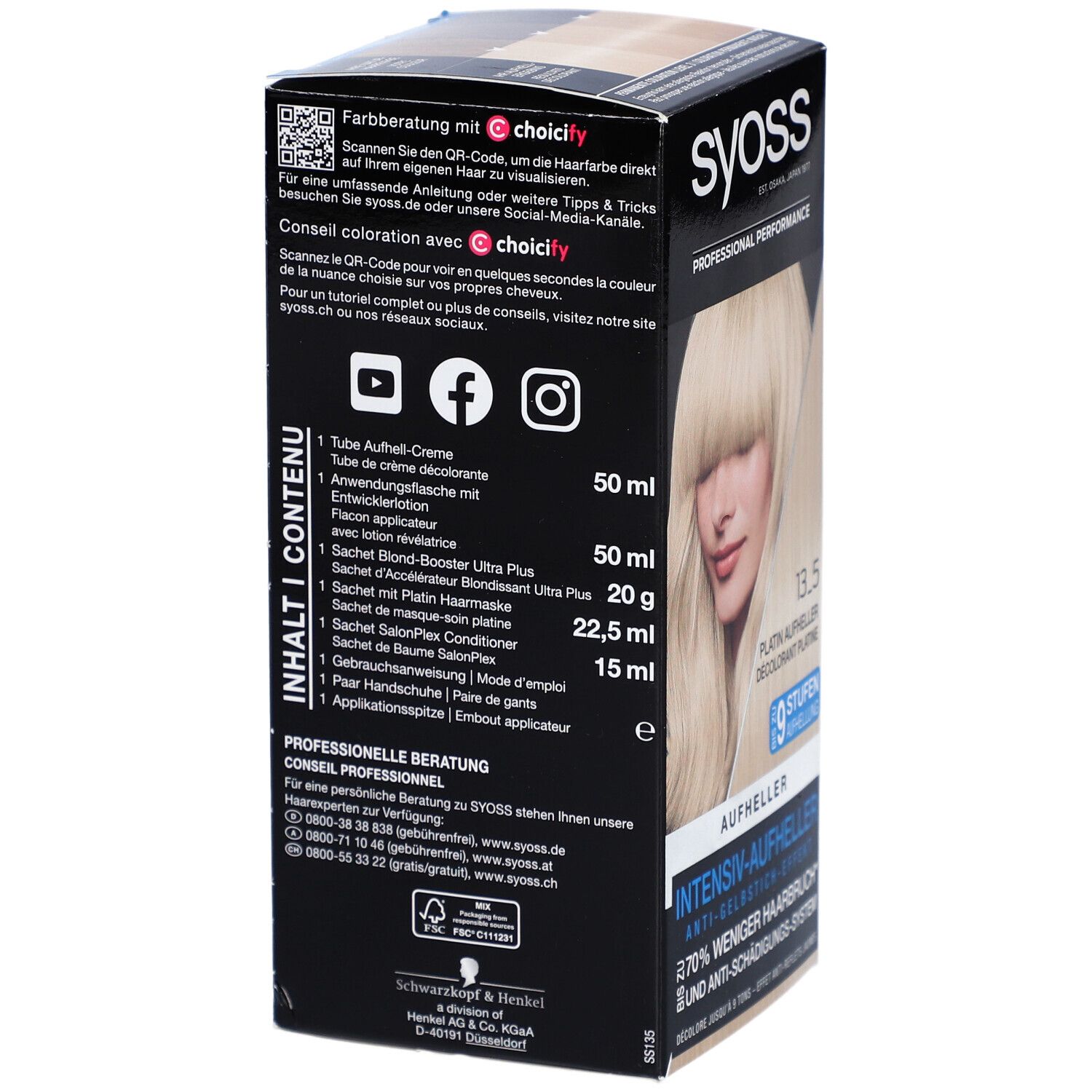 Syoss® Eclaircissant pour cheveux 13_5 Platin - Blond intense, froid, sans reflets jaunes